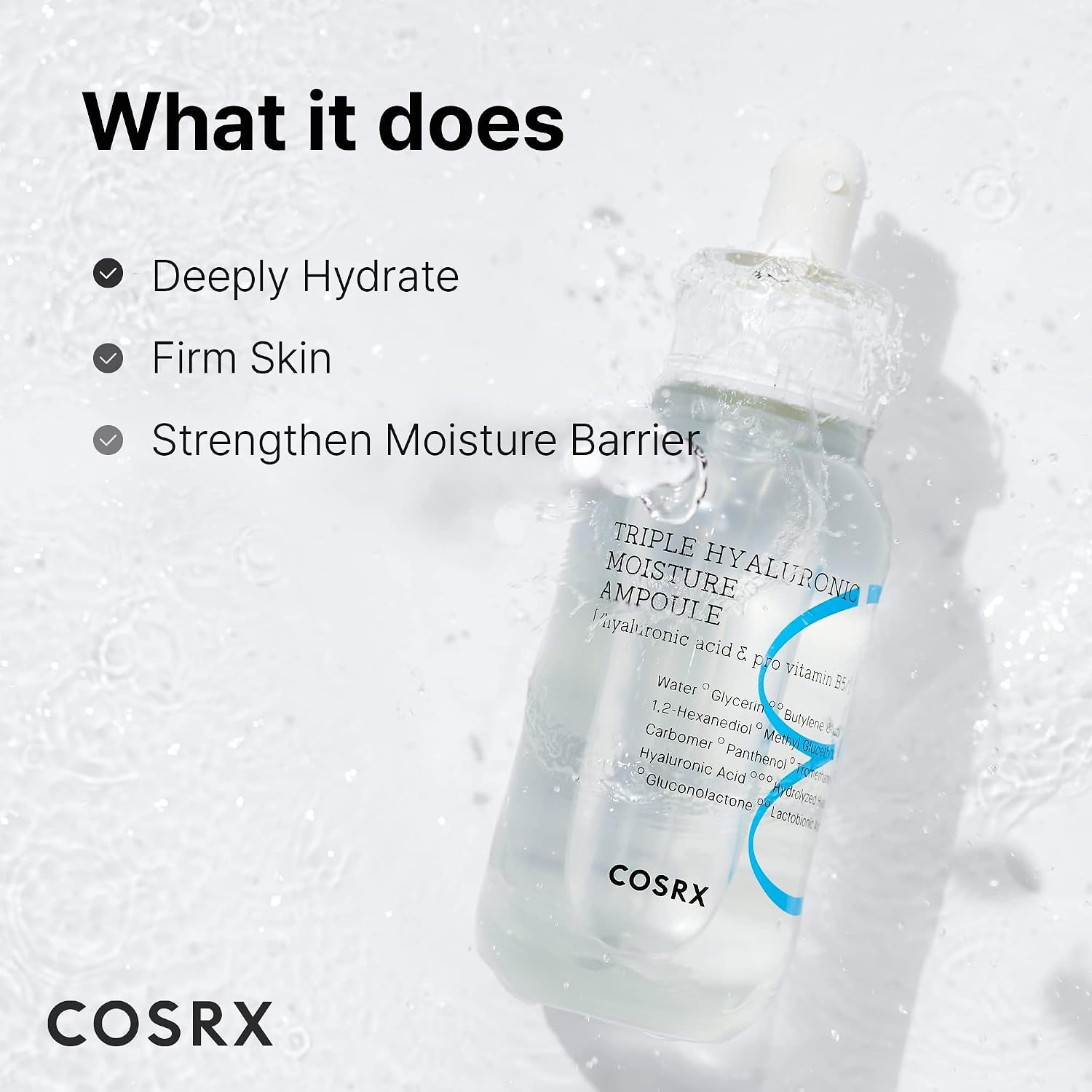 image:imageCOSRX 3X Hyaluronic Acid Moisture Ampoule For Dry Skin 135 floz Viscous Deep Hydration Plumping Dewy Glow Care for Dehydrated Rough Skin Paraben Free Korean Skin Care