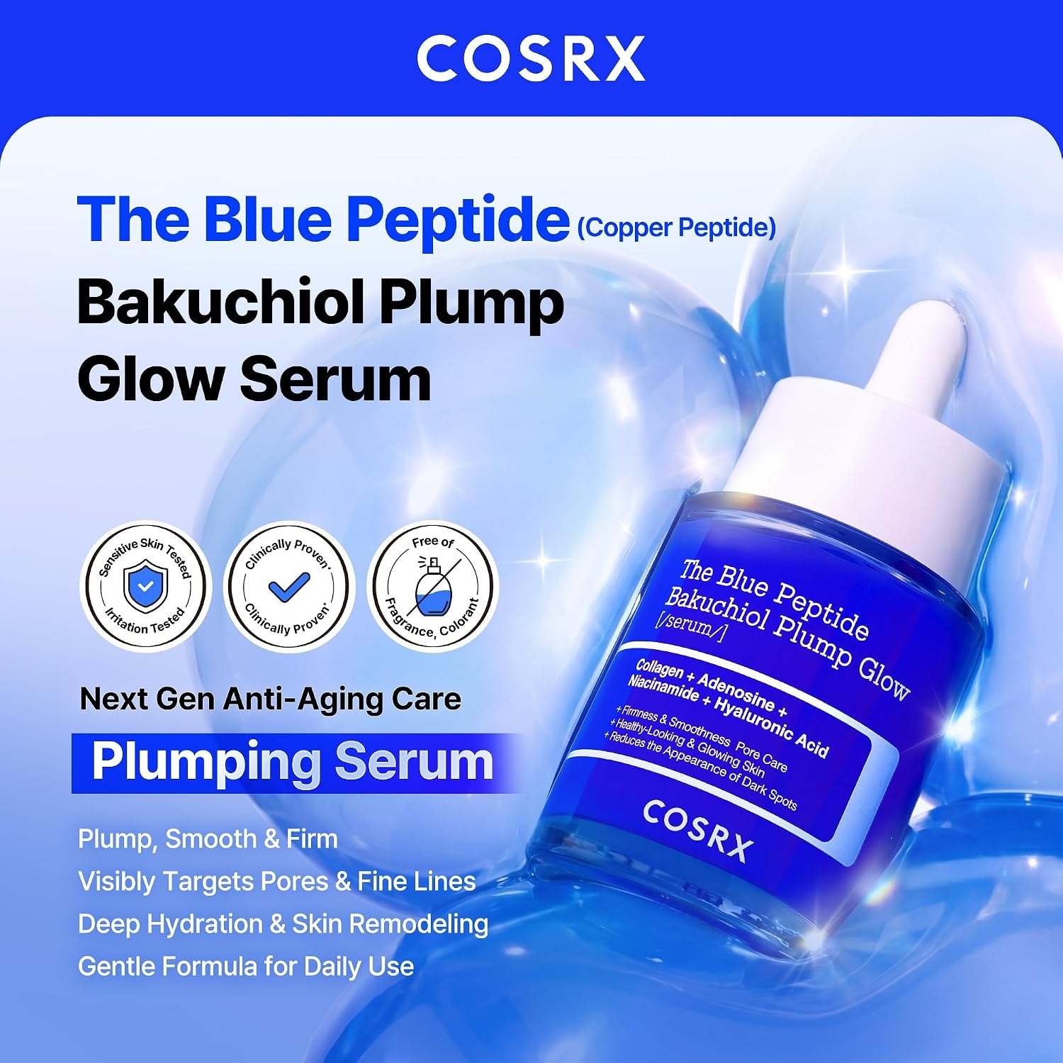 image:imageCOSRX 6X Peptide Collagen Skin Booster Toner Serum for Dull Skin 507 oz Preps Skin with Copper Peptides GHKCu for Uneven Skin Texture Skin Renewal Boosting Facial Essence Korean Skin CareCopper Peptide5 Multi Peptides