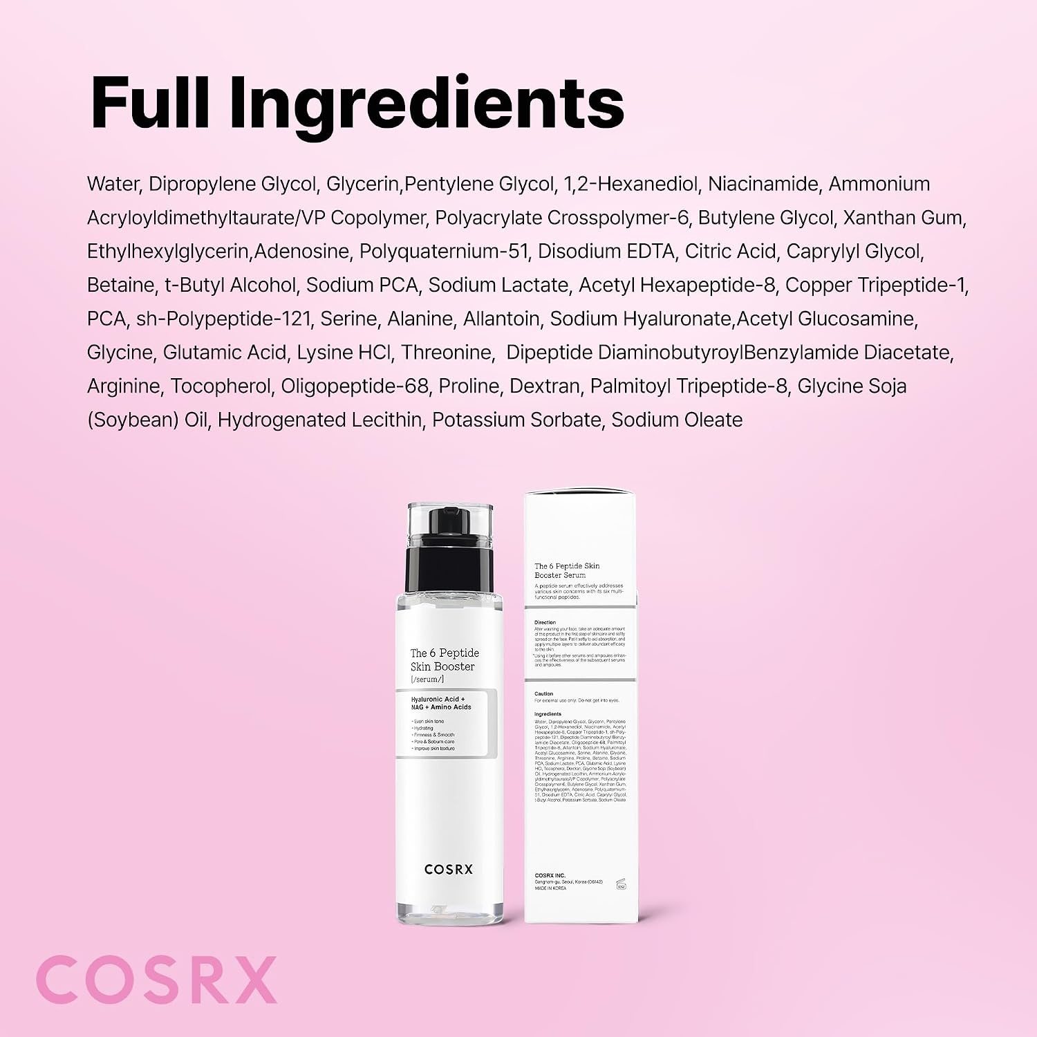 image:imageCOSRX 6X Peptide Collagen Skin Booster Toner Serum for Dull Skin 507 oz Preps Skin with Copper Peptides GHKCu for Uneven Skin Texture Skin Renewal Boosting Facial Essence Korean Skin Care6 Multi Peptide Complex 1 Pack