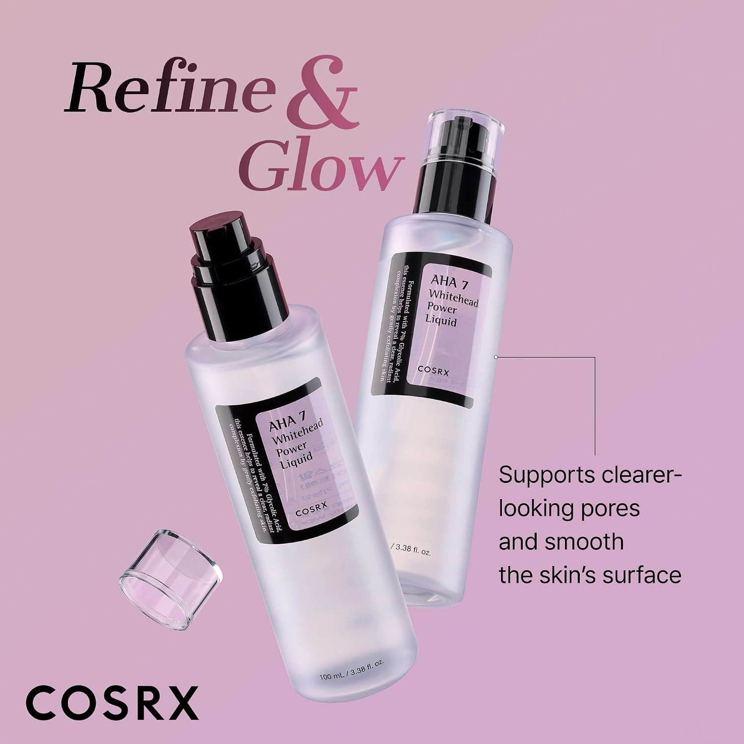 image:imageCOSRX 7 Glycolic Acid Whitehead Removing AHA Exfoliant 338 floz Resurfacing Care for Face Body Pore Minimizing Texture Smoothing Glow Boosting Korean Skin Care