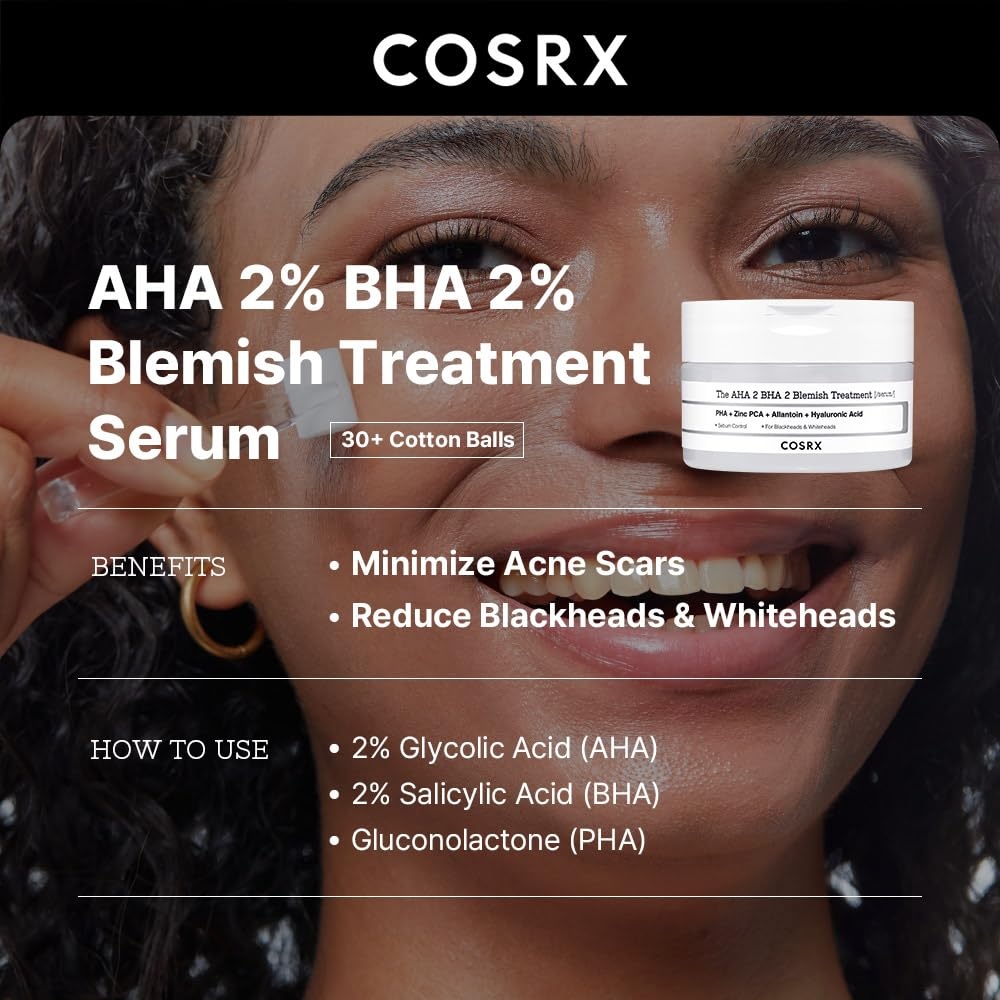image:imageCOSRX AHA 2 BHA 2 Blemish Treatment Serum Quick amp Easy Spot Care 50g 30 Cotton Balls Spot Treatment Blackheads amp Whiteheads Sebum Control Paraben Free Phthalates Free Korean Skin Care