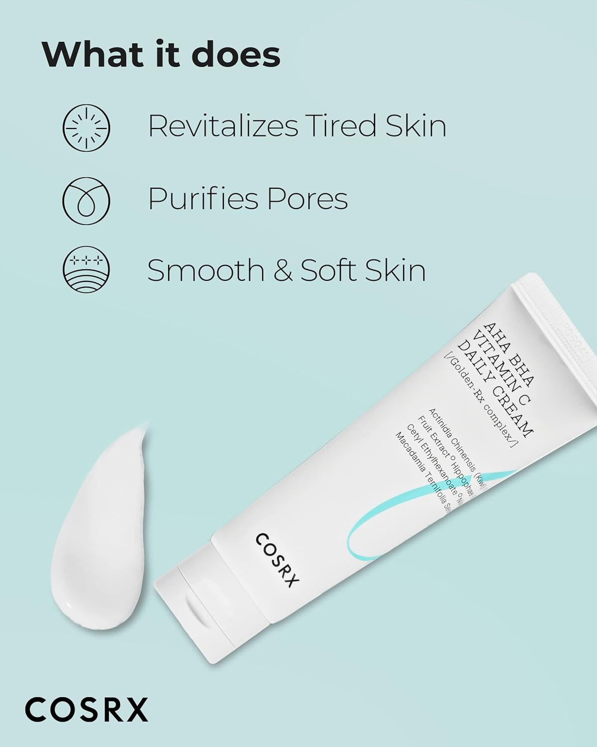 image:imageCOSRX AHA BHA Vitamin C Daily Face Cream Anti Aging Plumping 169 fl oz Brightening Hydrating Care with Fruit Extracts Skin Texture Tone Improvement Lightweight Finish Korean Skin Care