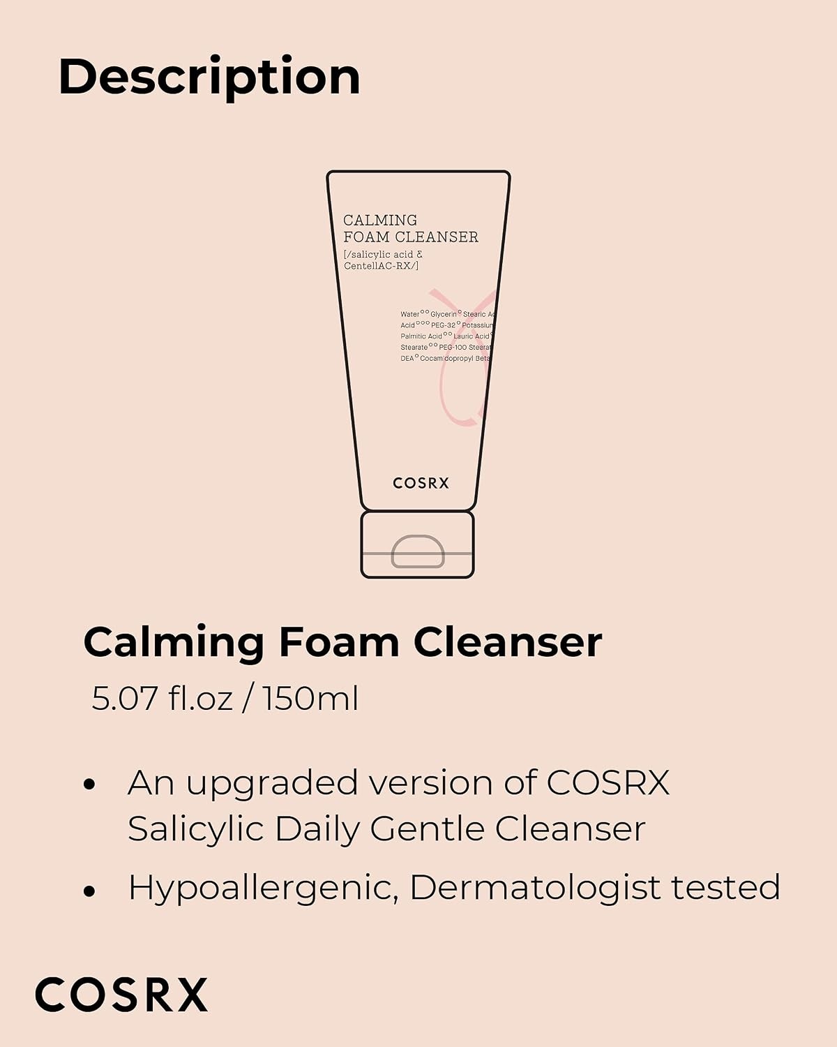 image:imageCOSRX Acne Calming Foam Cleanser with Salicylic Acid 507 floz Daily BHA Face Wash for BreakoutProne Oily Skin Gentle Sebum Pore Care Paraben Free Korean Skin Care