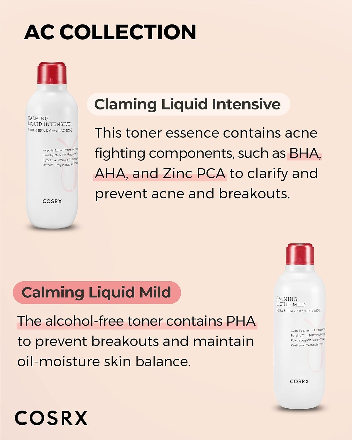 image:imageCOSRX Acne Calming Mild Toner AlcoholFree PHA Toner 422 floz Gentle Daily Care for BreakoutProne Sensitive Skin Soothing Clarifying Low Irritation Korean Skin CareIntensive Toner
