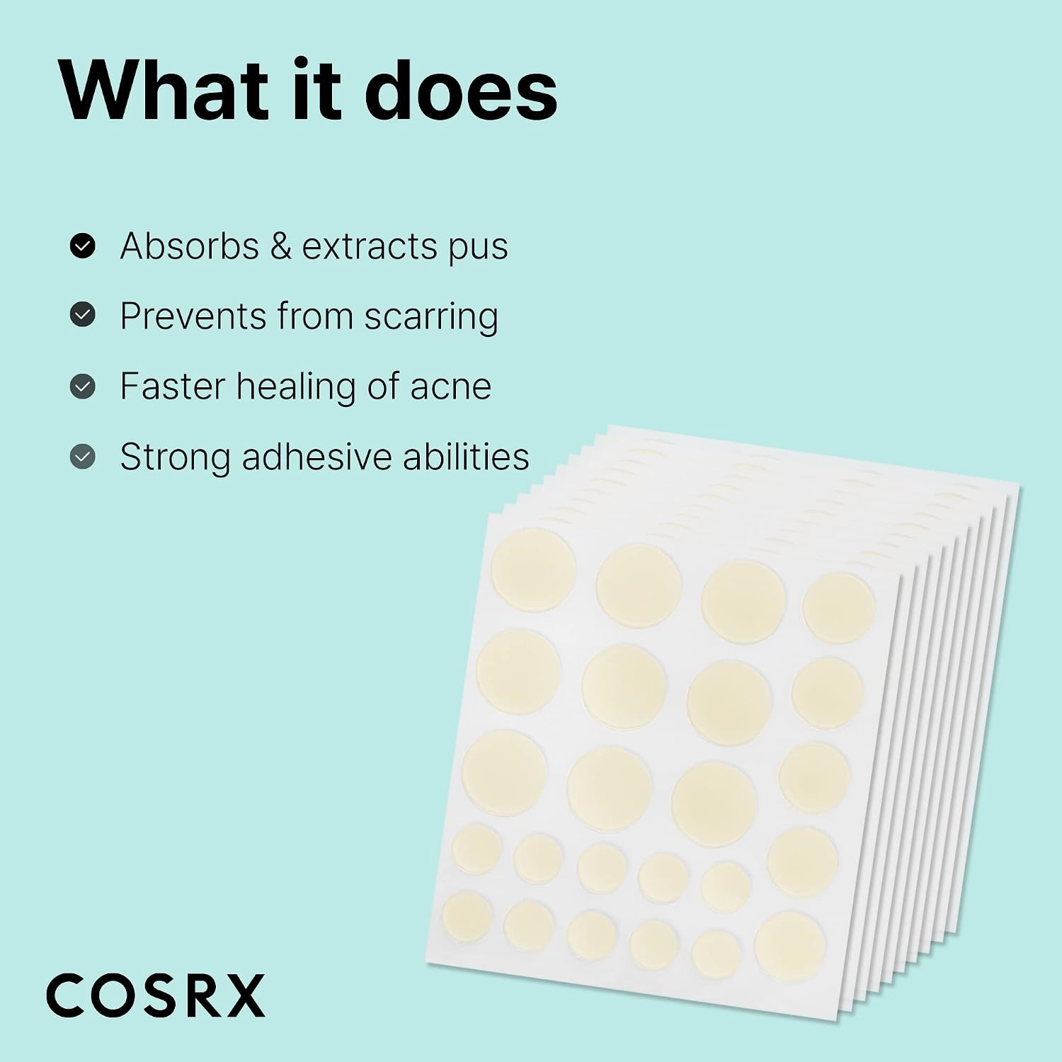 image:imageCOSRX Acne Pimple Patches Absorbing Hydrocolloid Spot 3 Size 72 Count Pimple Stickers for Blemishes and Zits Cover Absorbs Zits amp Blemish Spot Stickers for Face and Body Korean Skin Care240 Count Pack of 10