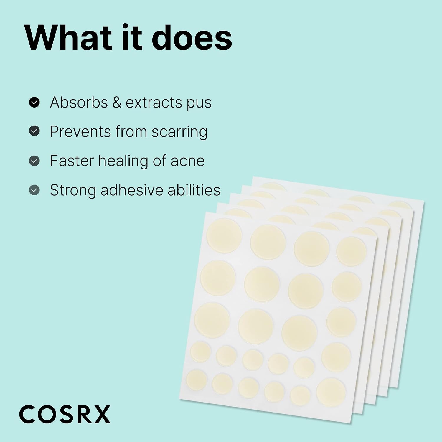 image:imageCOSRX Acne Pimple Patches Absorbing Hydrocolloid Spot 3 Size 72 Count Pimple Stickers for Blemishes and Zits Cover Absorbs Zits amp Blemish Spot Stickers for Face and Body Korean Skin Care24 Count Pack of 5