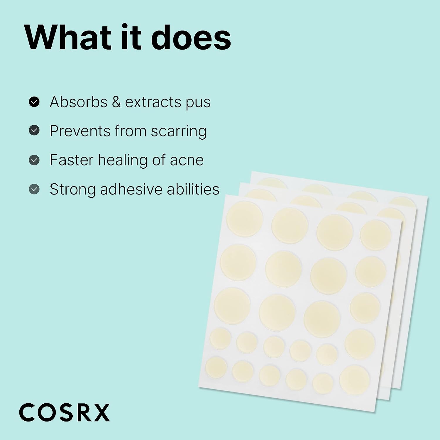 image:imageCOSRX Acne Pimple Patches Absorbing Hydrocolloid Spot 3 Size 72 Count Pimple Stickers for Blemishes and Zits Cover Absorbs Zits amp Blemish Spot Stickers for Face and Body Korean Skin Care24 Count Pack of 3