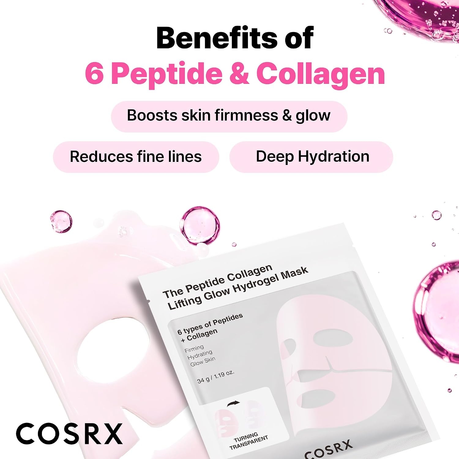 image:imageCOSRX Advanced Snail Mucin Glass Glow Hydrogel Face Masks Skincare 3 EA Collagen Face Mask Travel Essentials amp Self Care Gifts for Women Overnight Face Mask Korean Skin Care6 Peptides