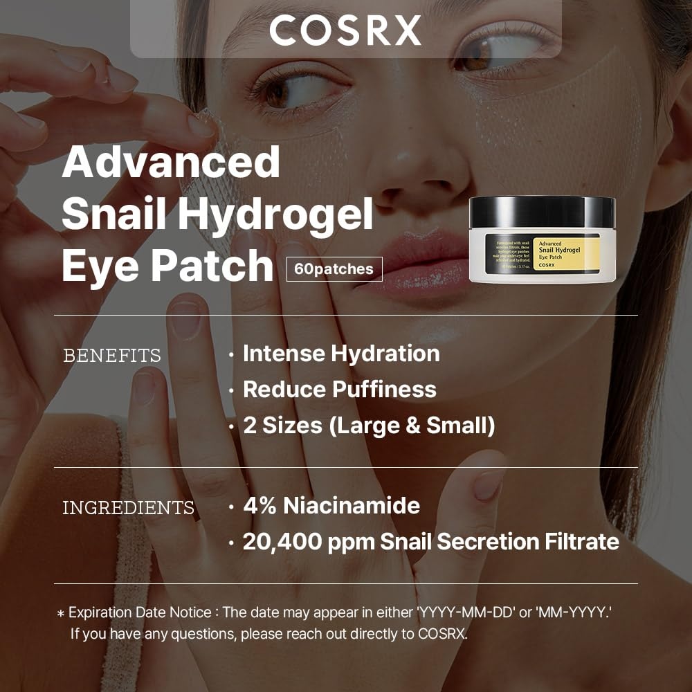 image:imageCOSRX Advanced Snail Mucin Hydrogel Eye Patch Peptide Collagen Hydrogel Eye Patch Korean Skin Care