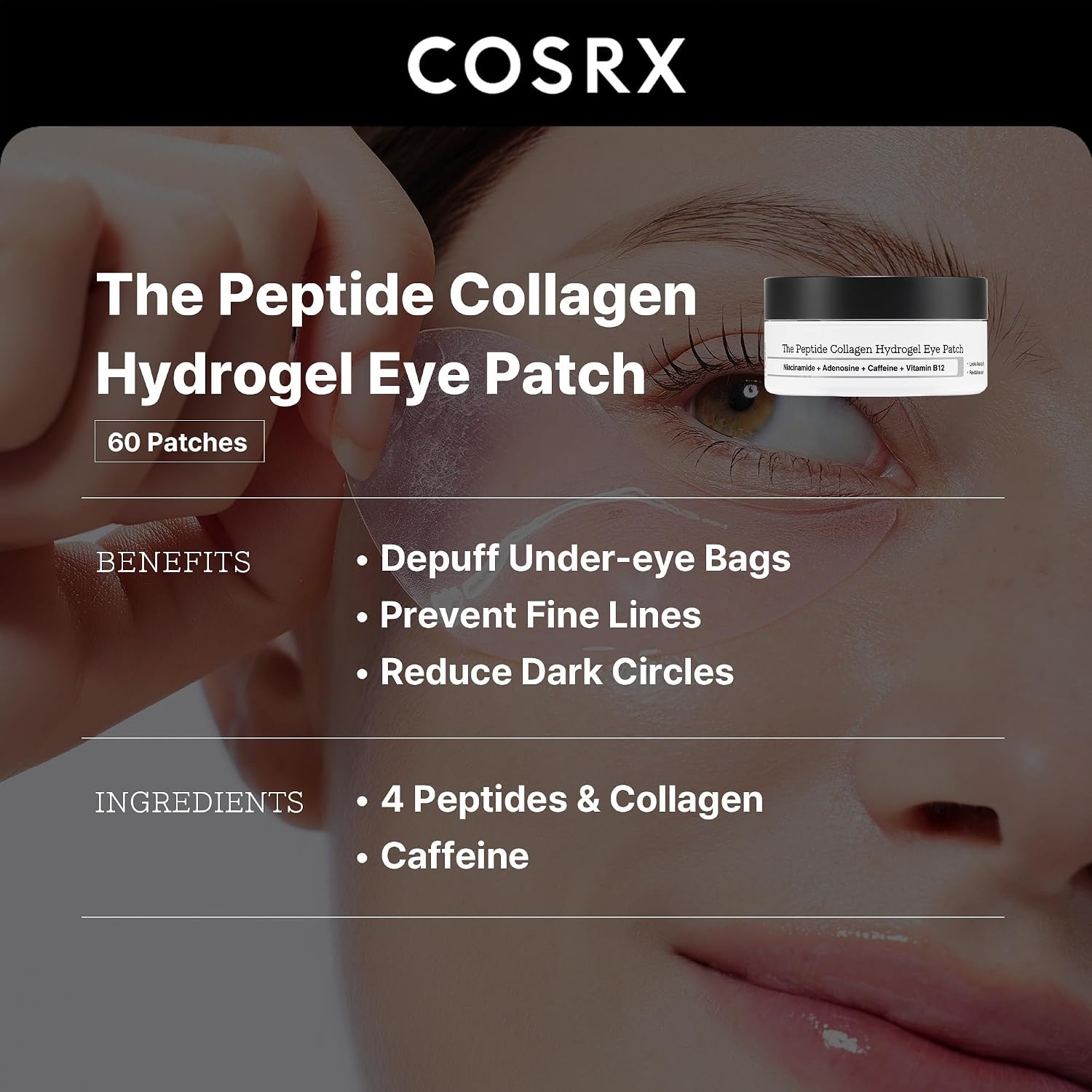 image:imageCOSRX Advanced Snail Mucin Hydrogel Eye Patch Peptide Collagen Hydrogel Eye Patch Korean Skin Care