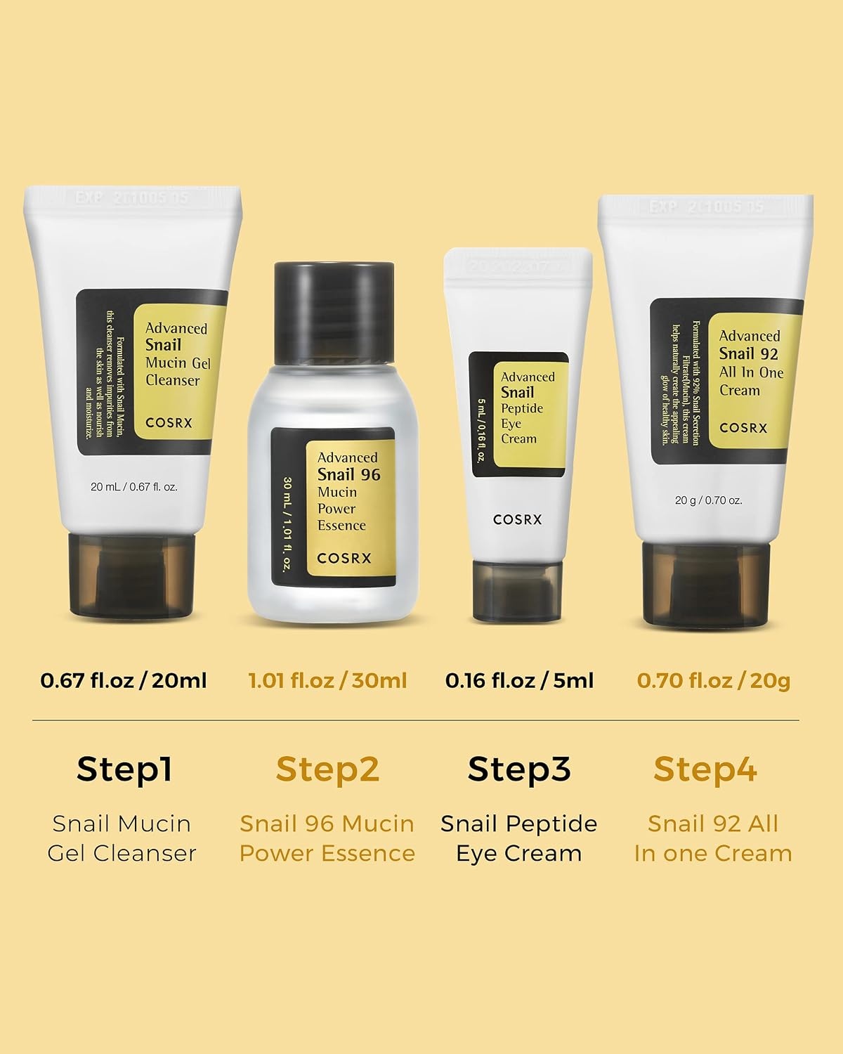 image:imageCOSRX All About Snail Set Hydrogel Mask 3EA Snail Mucin Skincare Set and Glass Glow Hydrogel Collagen Face Mask Travel Essentials Stocking Stuffers Korean Skin Care