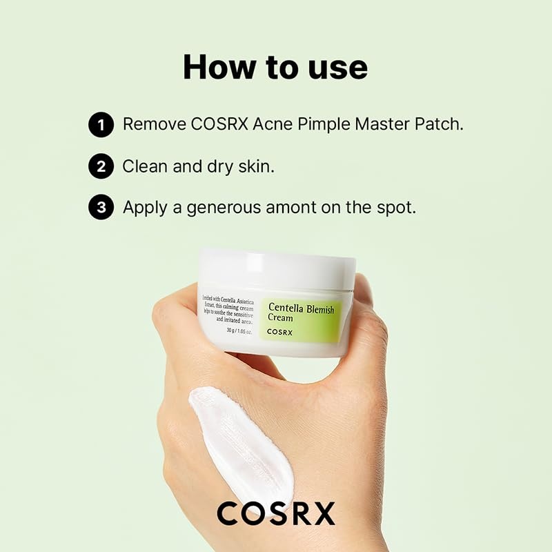 image:imageCOSRX Centella Blemish Cream 105 floz 30g Centella Korean Skin Care Vegan Cruelty Free Paraben Free Cica Care for Irritated Spots Redness Relief Skin Recovery Vegan Cruelty Free Paraben Free Korean Skin Care