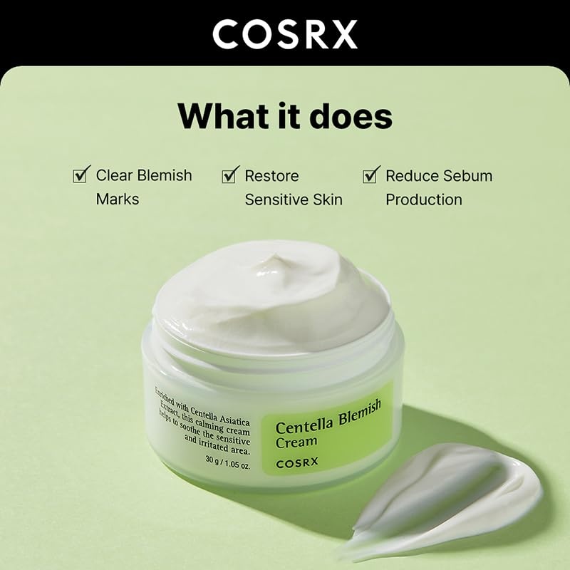 image:imageCOSRX Centella Blemish Cream 105 floz 30g Centella Korean Skin Care Vegan Cruelty Free Paraben Free Cica Care for Irritated Spots Redness Relief Skin Recovery Vegan Cruelty Free Paraben Free Korean Skin Care