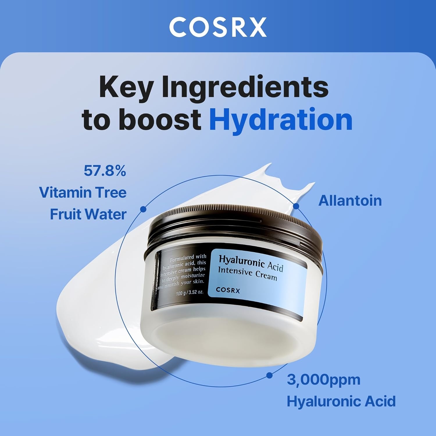 image:imageCOSRX Hyaluronic Acid Cream Daily Moisturizer for Sensitive Skin 352 oz Lightweight NonGreasy Longlasting Hydration for Glass Skin Moisture Barrier Repair Korean Skin Care 352 oz
