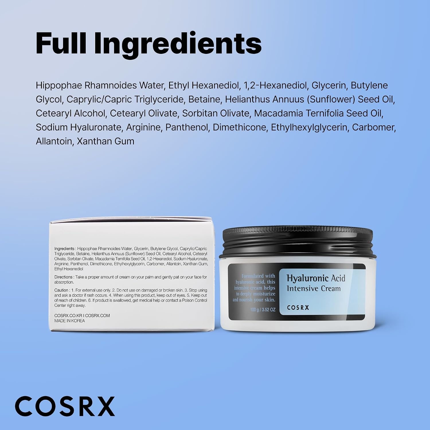 image:imageCOSRX Hyaluronic Acid Cream Daily Moisturizer for Sensitive Skin 352 oz Lightweight NonGreasy Longlasting Hydration for Glass Skin Moisture Barrier Repair Korean Skin Care 352 oz