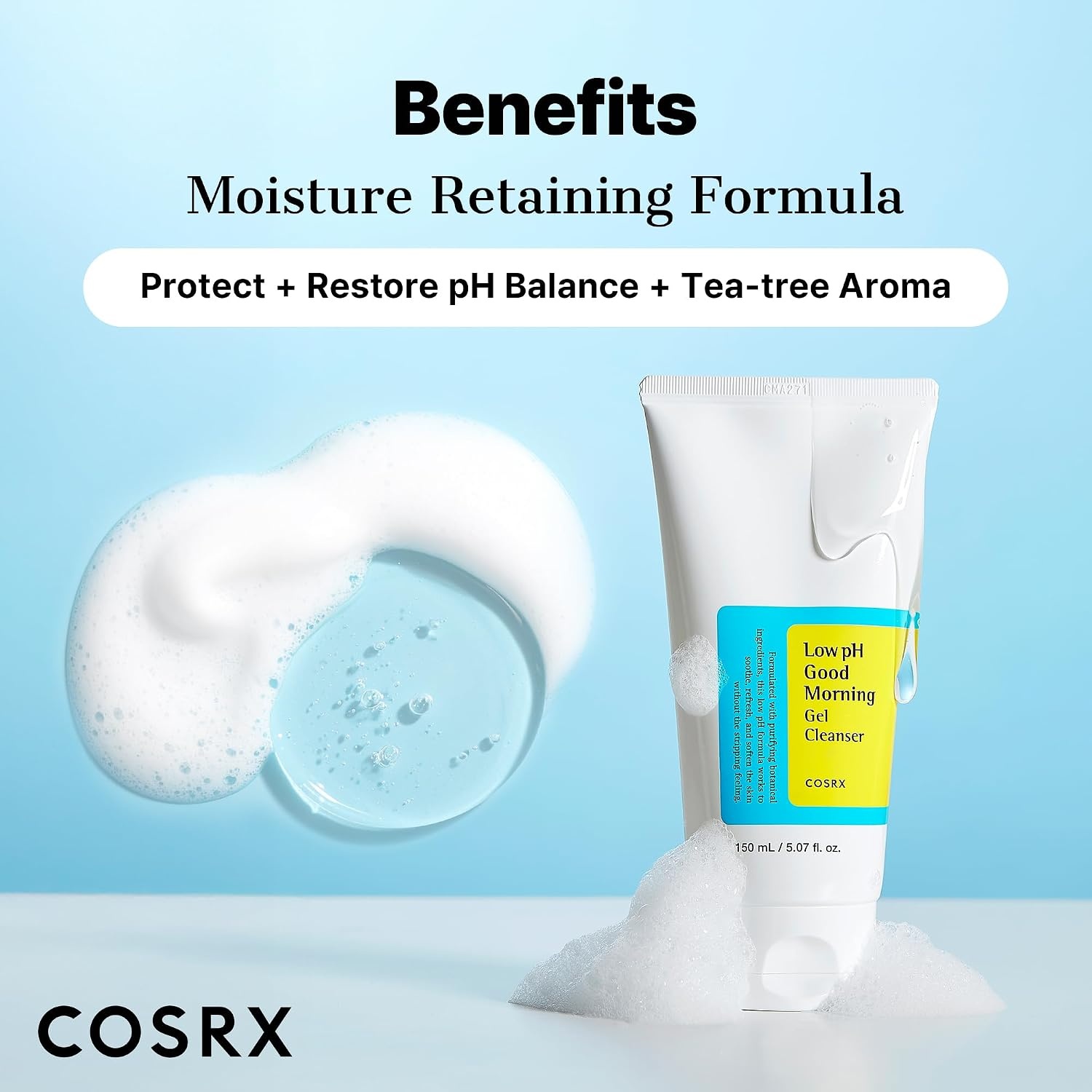 image:imageCOSRX Low pH Good Morning Gel Cleanser BHA Face amp Body Wash 1352 fl oz Daily Mild Formula for Sensitive Skin pH Balancing Tea Tree Oil Gentle Sebum Pore Care Korean Skin CareGood Morning Gel Cleanser