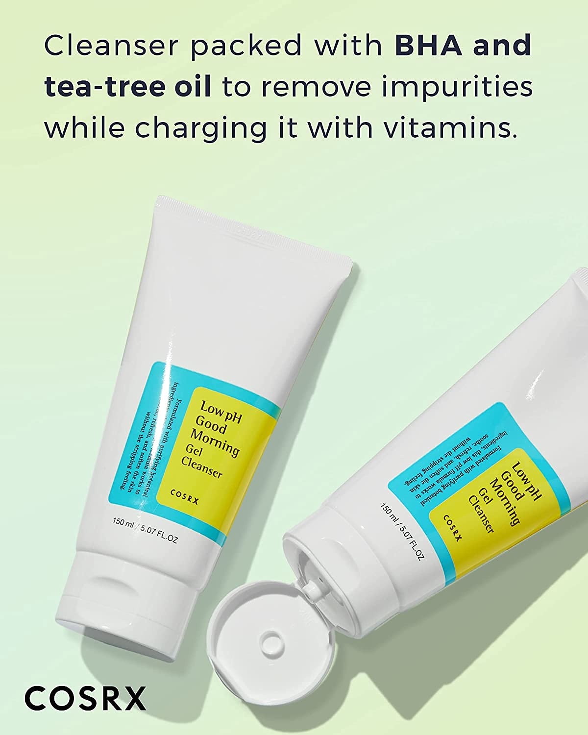 image:imageCOSRX Morning Skincare Routine Low pH Good Morning Gel Cleanser Low pH Good Night Soft Peeling Gel Cleanse and Exfoliate Sensitive Skin PHA Korean Skin Care