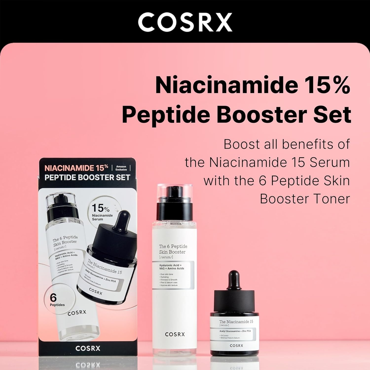 image:imageCOSRX Niacinamide 15 Peptide Booster Serum Set Pore Care amp Hydration Amazon Exclusive Korean Skin Care Set Gift Sets for Pore Care Hydration Glow Elasticity amp SmootherLooking SkinNiacinamide 15 Peptide Set
