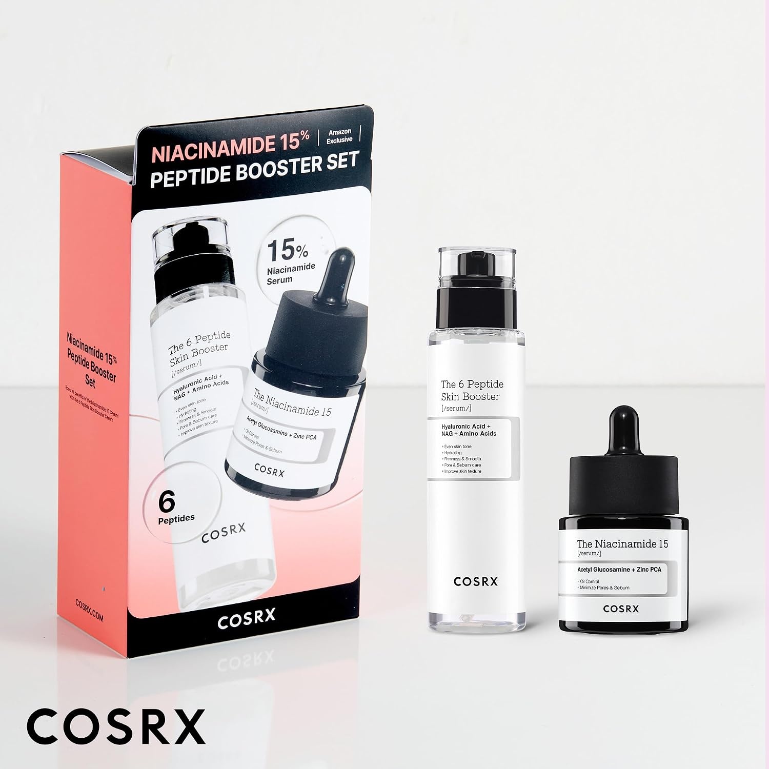 image:imageCOSRX Niacinamide 15 Peptide Booster Serum Set Pore Care amp Hydration Amazon Exclusive Korean Skin Care Set Gift Sets for Pore Care Hydration Glow Elasticity amp SmootherLooking SkinNiacinamide 15 Peptide Set