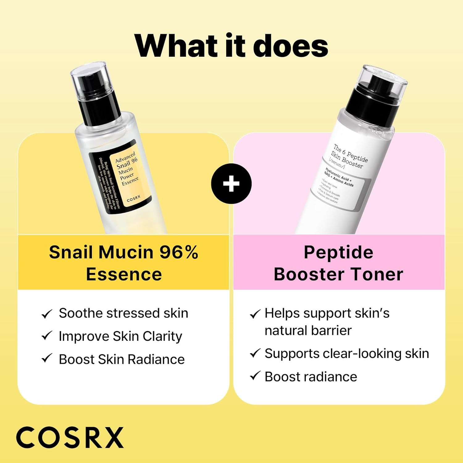 image:imageCOSRX Niacinamide 15 Peptide Booster Serum Set Pore Care amp Hydration Amazon Exclusive Korean Skin Care Set Gift Sets for Pore Care Hydration Glow Elasticity amp SmootherLooking SkinSnail 96 Peptide Set