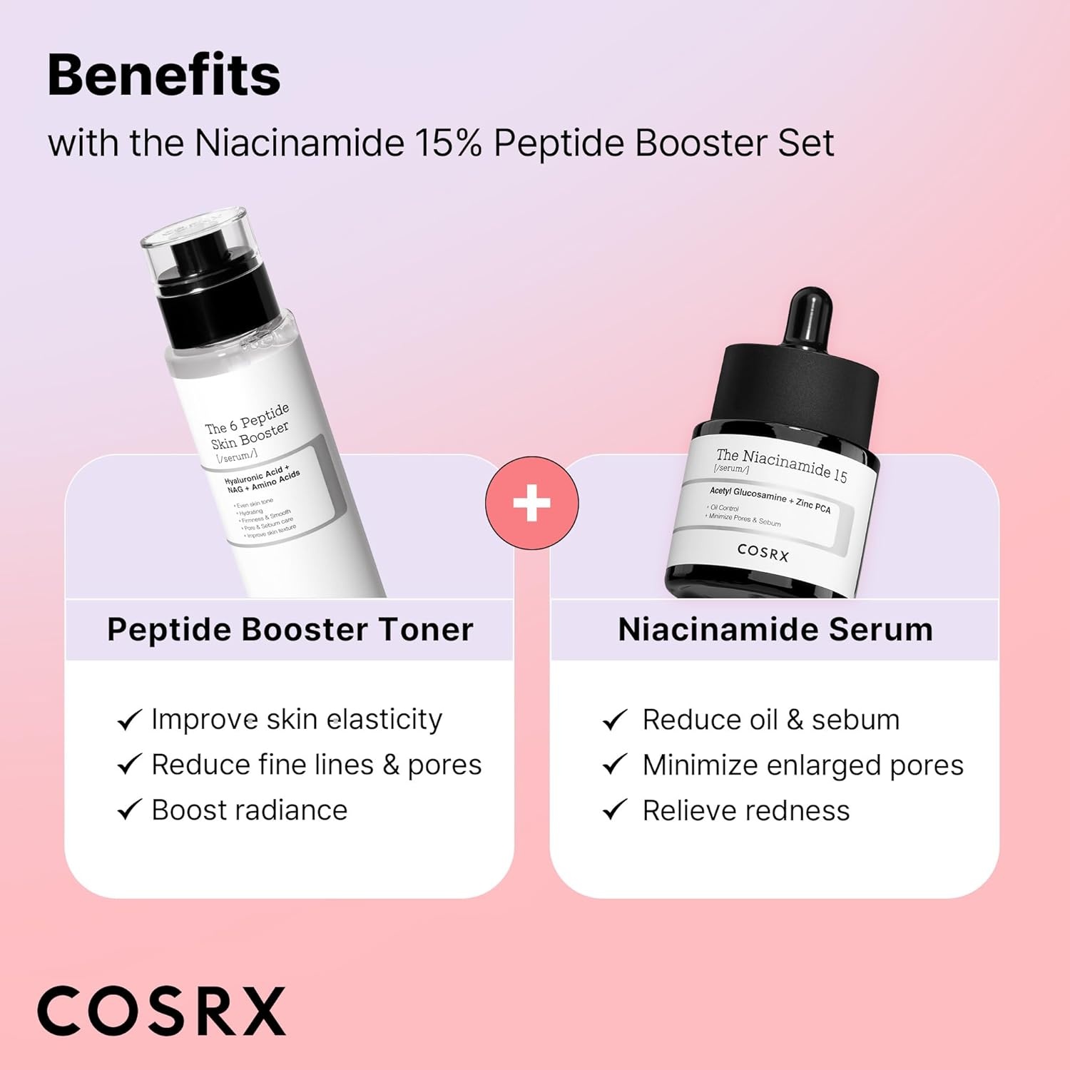 image:imageCOSRX Niacinamide 15 Peptide Booster Serum Set Pore Care amp Hydration Amazon Exclusive Korean Skin Care Set Gift Sets for Pore Care Hydration Glow Elasticity amp SmootherLooking SkinNiacinamide 15 Peptide Set