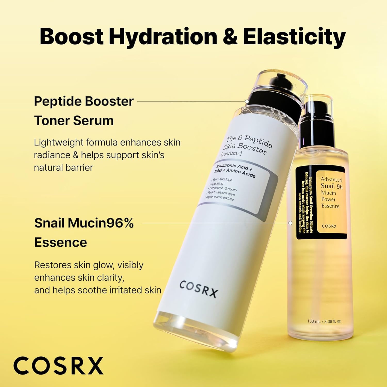image:imageCOSRX Niacinamide 15 Peptide Booster Serum Set Pore Care amp Hydration Amazon Exclusive Korean Skin Care Set Gift Sets for Pore Care Hydration Glow Elasticity amp SmootherLooking SkinSnail 96 Peptide Set