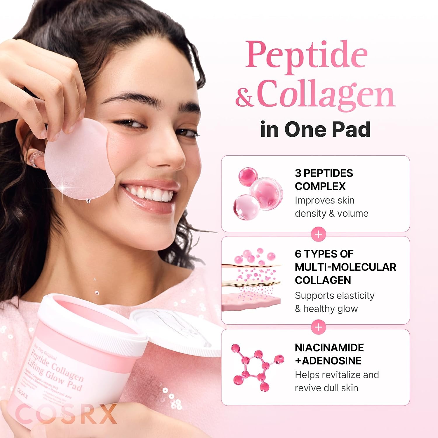 image:imageCOSRX OneStep Tone Clarifying Toner Pads Even Skin amp Hydration 100 Pads Toning Pad for Skin Texture amp Hydration amp Evening Skin Tone with Arbutin Glutathione amp Hyaluronic Acids Korean Skin CareLifting Glow