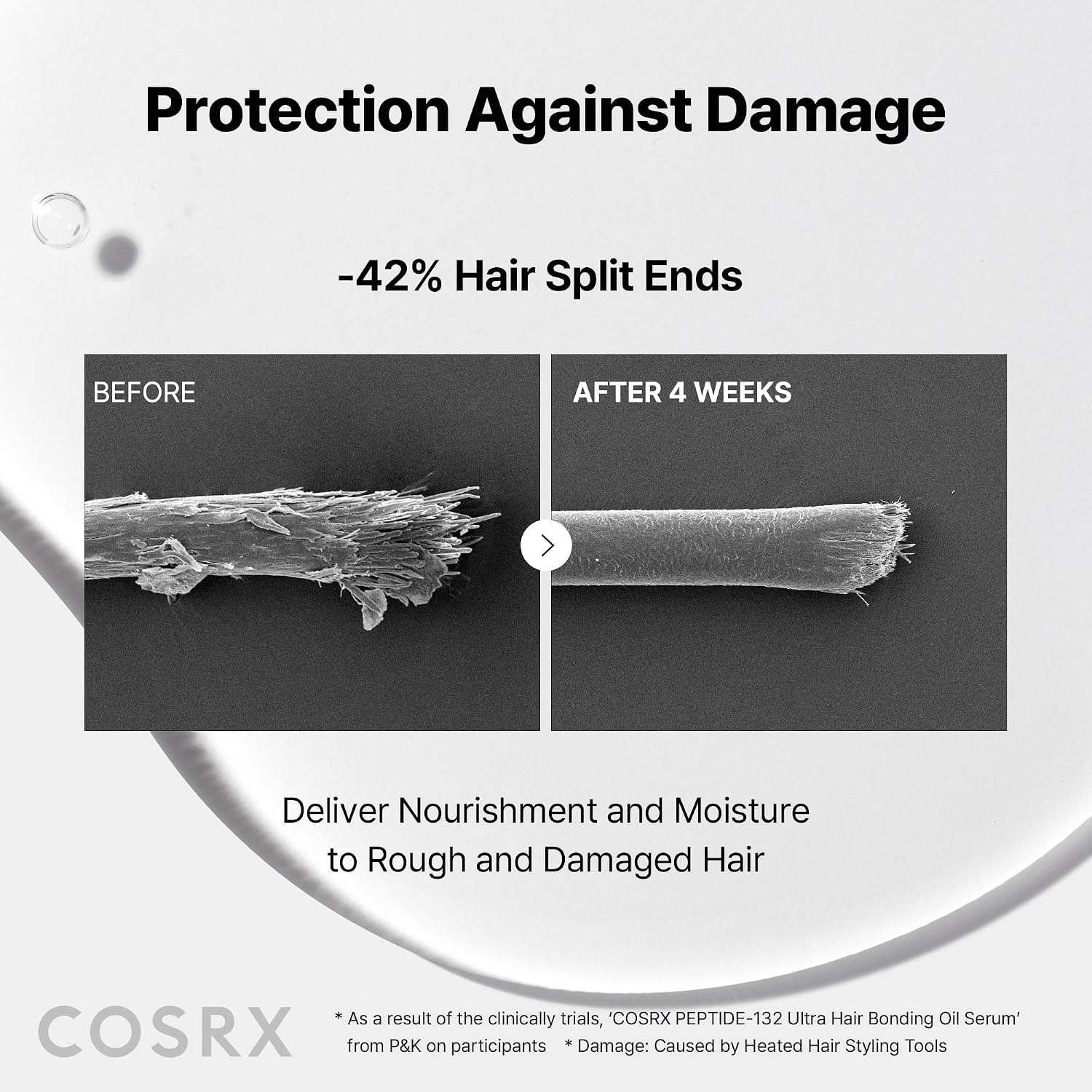 image:imageCOSRX PEPTIDE 132 Hair Bonding Oil Serum Split End Repair 094 fl oz Keratin Care for Frizzy Dry Damaged Hair Adds Gloss Shine Lightweight NonGreasy Finish Korean Hair Care
