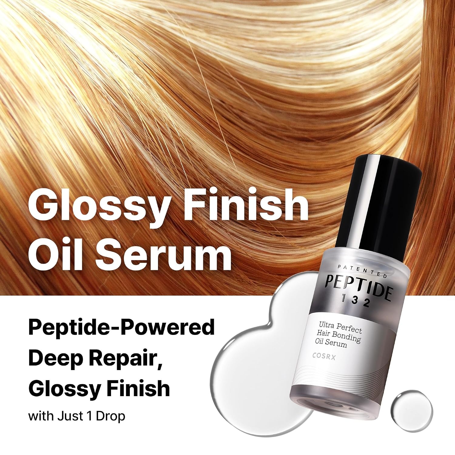 image:imageCOSRX PEPTIDE 132 Hair Bonding Oil Serum Split End Repair 094 fl oz Keratin Care for Frizzy Dry Damaged Hair Adds Gloss Shine Lightweight NonGreasy Finish Korean Hair Care