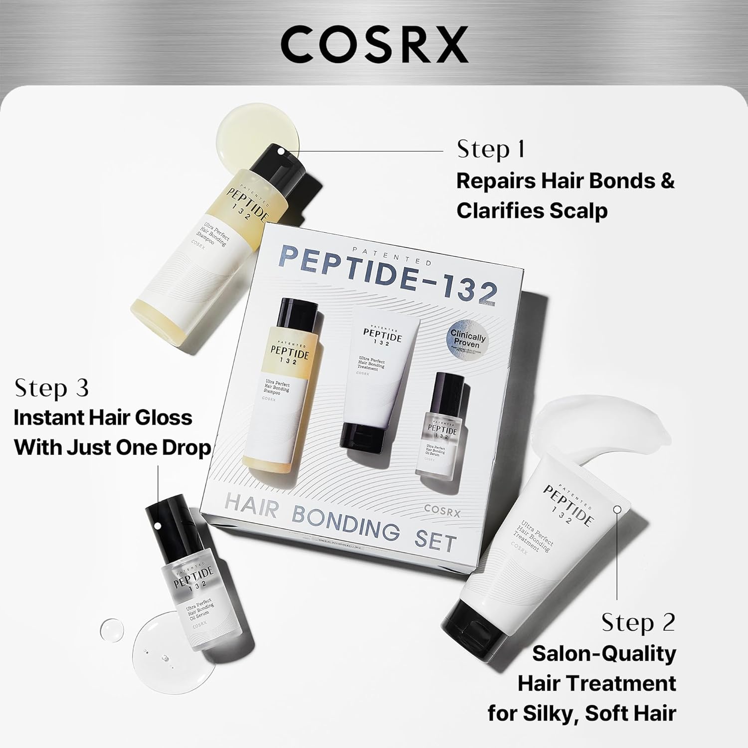 image:imageCOSRX PEPTIDE 132 Hair Care Kit Scalp Care Shampoo Treatment amp Serum Keratin amp Peptide Care for Damaged Dry Hair Dandruff amp Itchy Scalp Relief Split End Strengthening Hair Gift SetFull Size