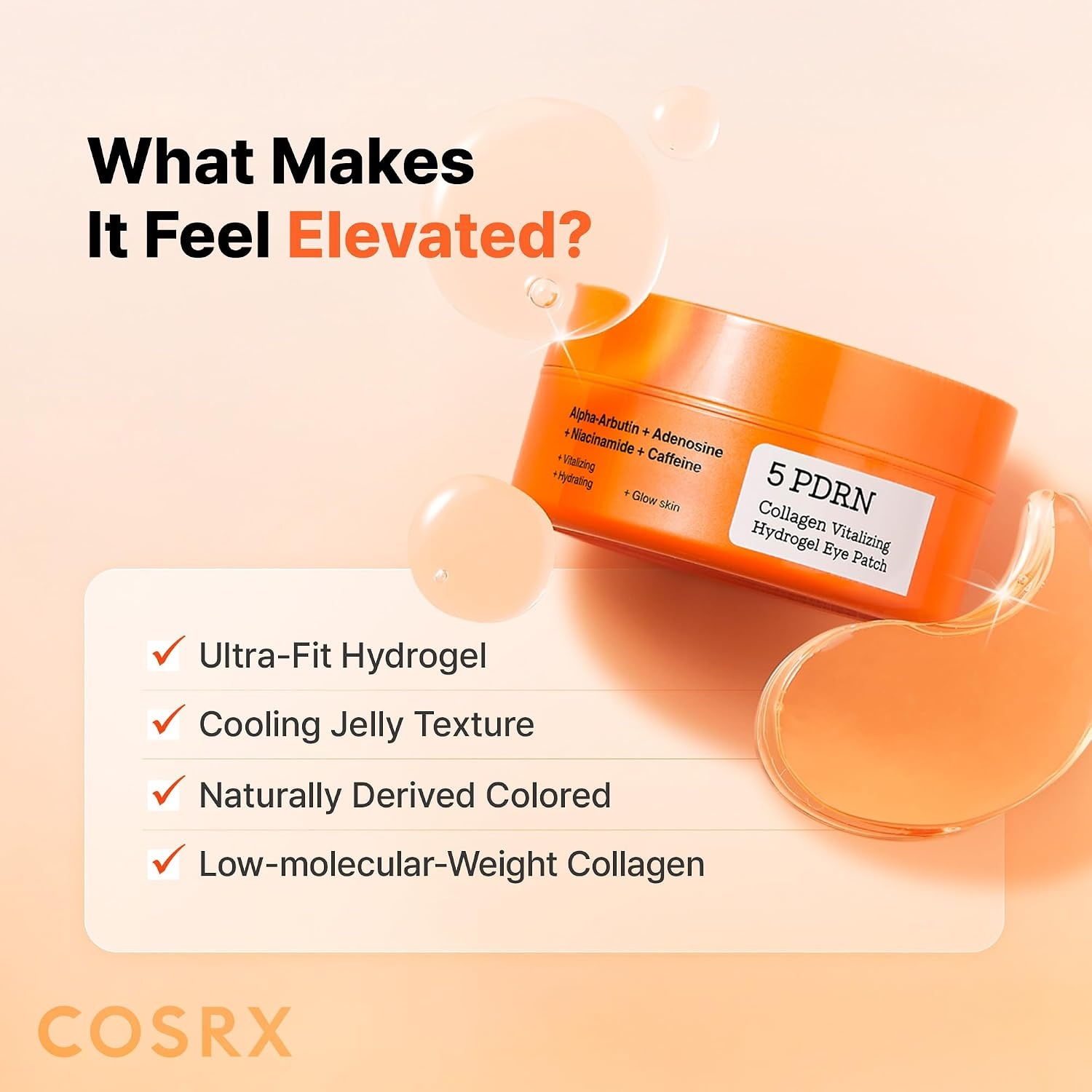 image:imageCOSRX Pink Peptides Collagen Hydrogel Eye Patch 2 Pack for Puffy Eyes Cooling amp Firming Under Eye Patches with 4Peptide amp Caffeine Depuffing Gel Eye Mask Korean Skin CarePDRN Eye Patch
