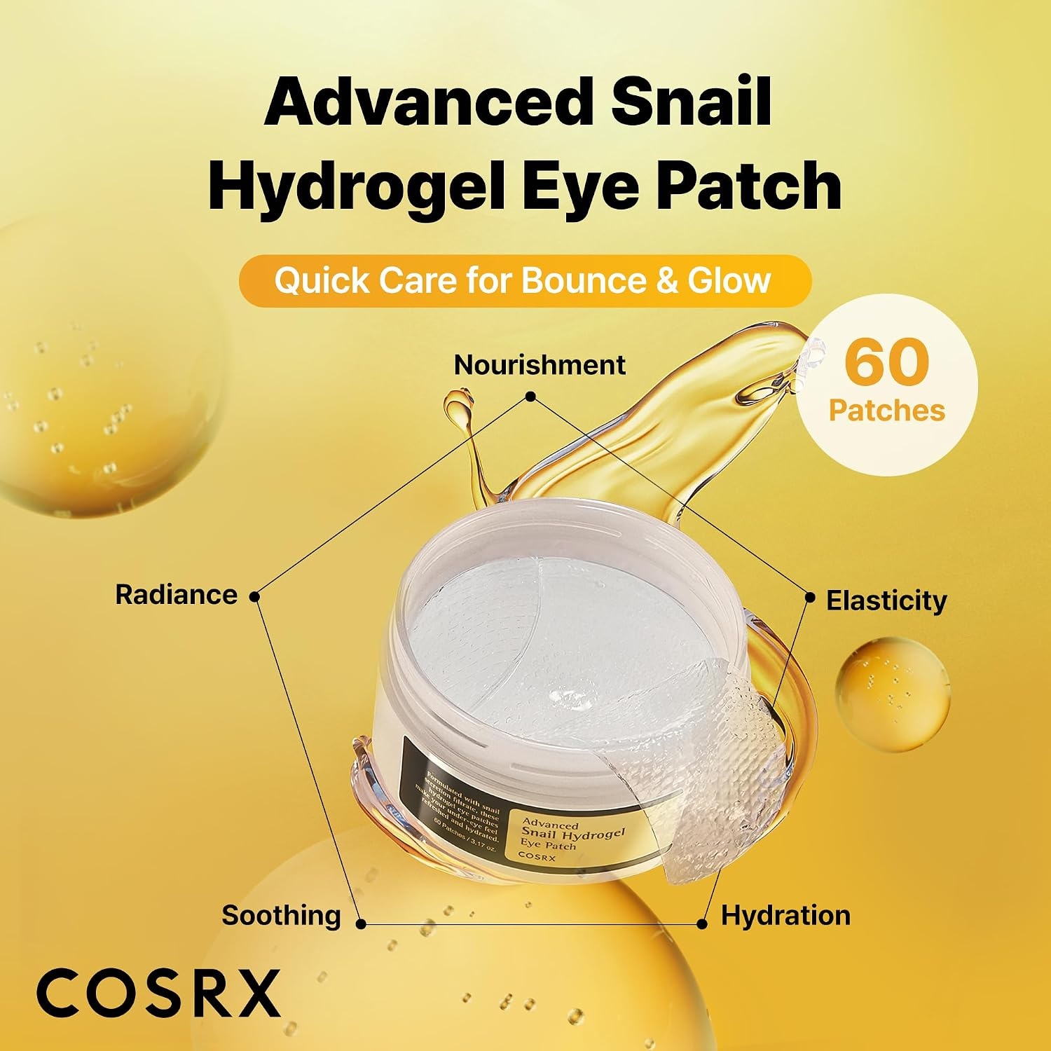 image:imageCOSRX Pink Peptides Collagen Hydrogel Eye Patch 2 Pack for Puffy Eyes Cooling amp Firming Under Eye Patches with 4Peptide amp Caffeine Depuffing Gel Eye Mask Korean Skin CareSnail Mucin Eye Patch