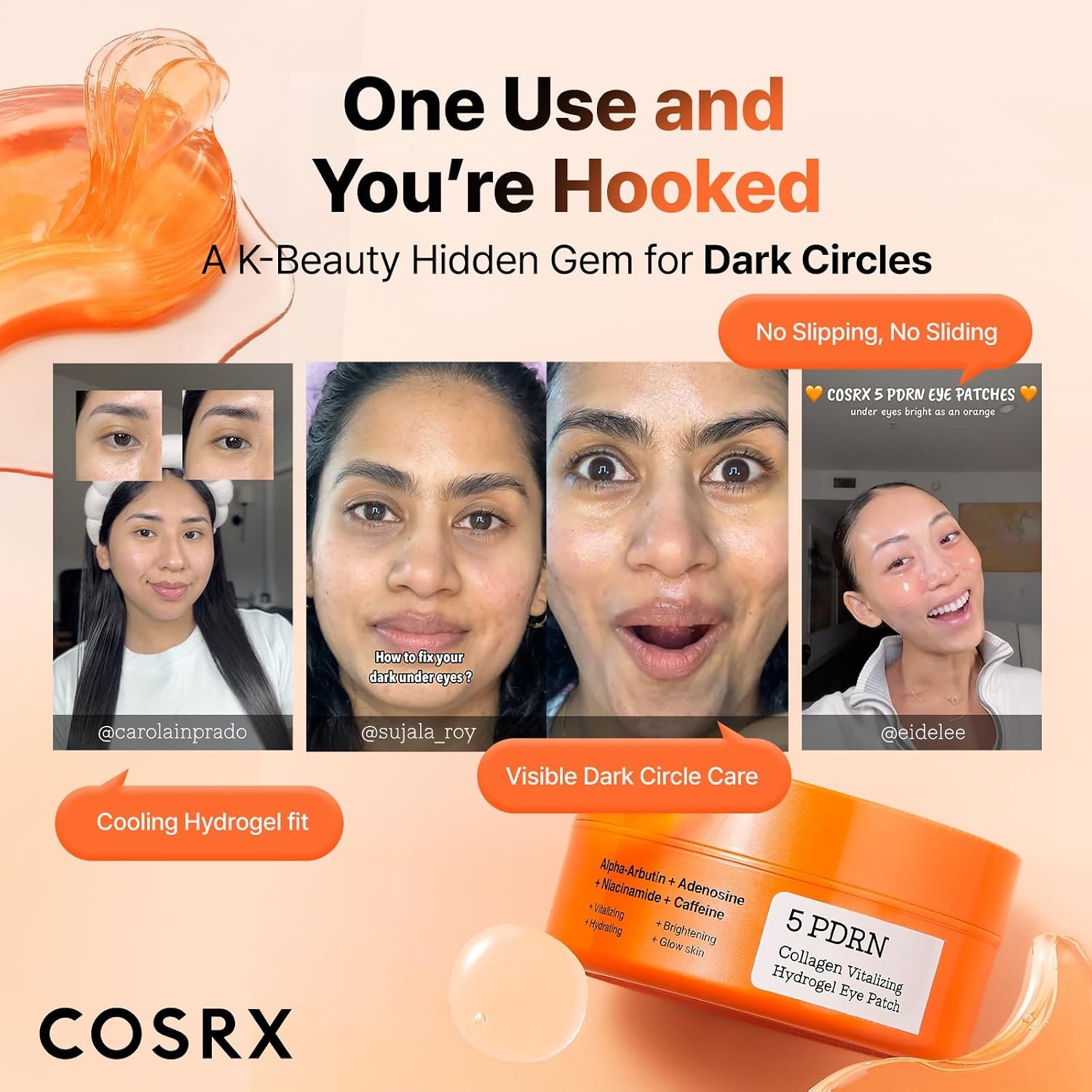 image:imageCOSRX Pink Peptides Collagen Hydrogel Eye Patch 2 Pack for Puffy Eyes Cooling amp Firming Under Eye Patches with 4Peptide amp Caffeine Depuffing Gel Eye Mask Korean Skin CarePDRN Eye Patch