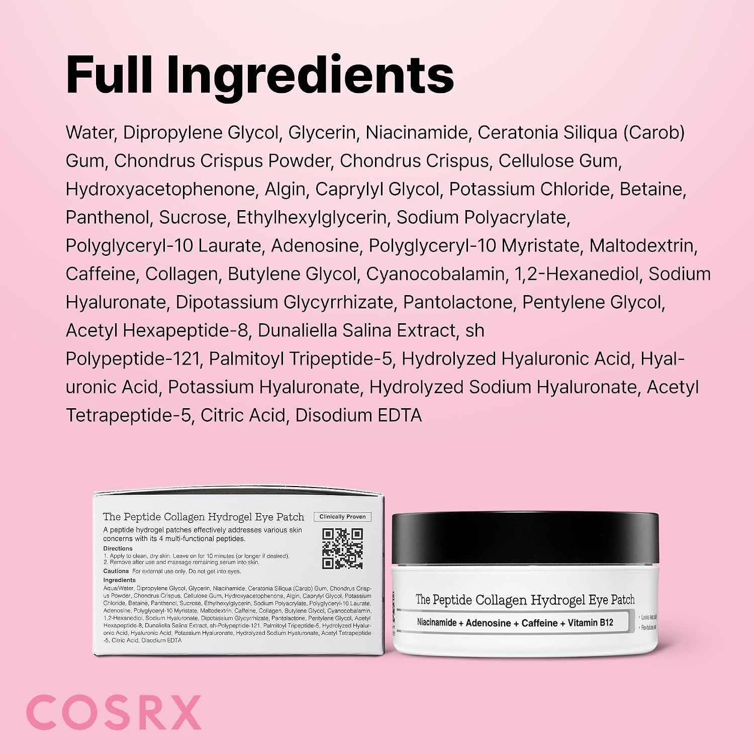 image:imageCOSRX Pink Peptides Collagen Hydrogel Eye Patch 2 Pack for Puffy Eyes Cooling amp Firming Under Eye Patches with 4Peptide amp Caffeine Depuffing Gel Eye Mask Korean Skin CarePeptide Eye Patch 1 Pack