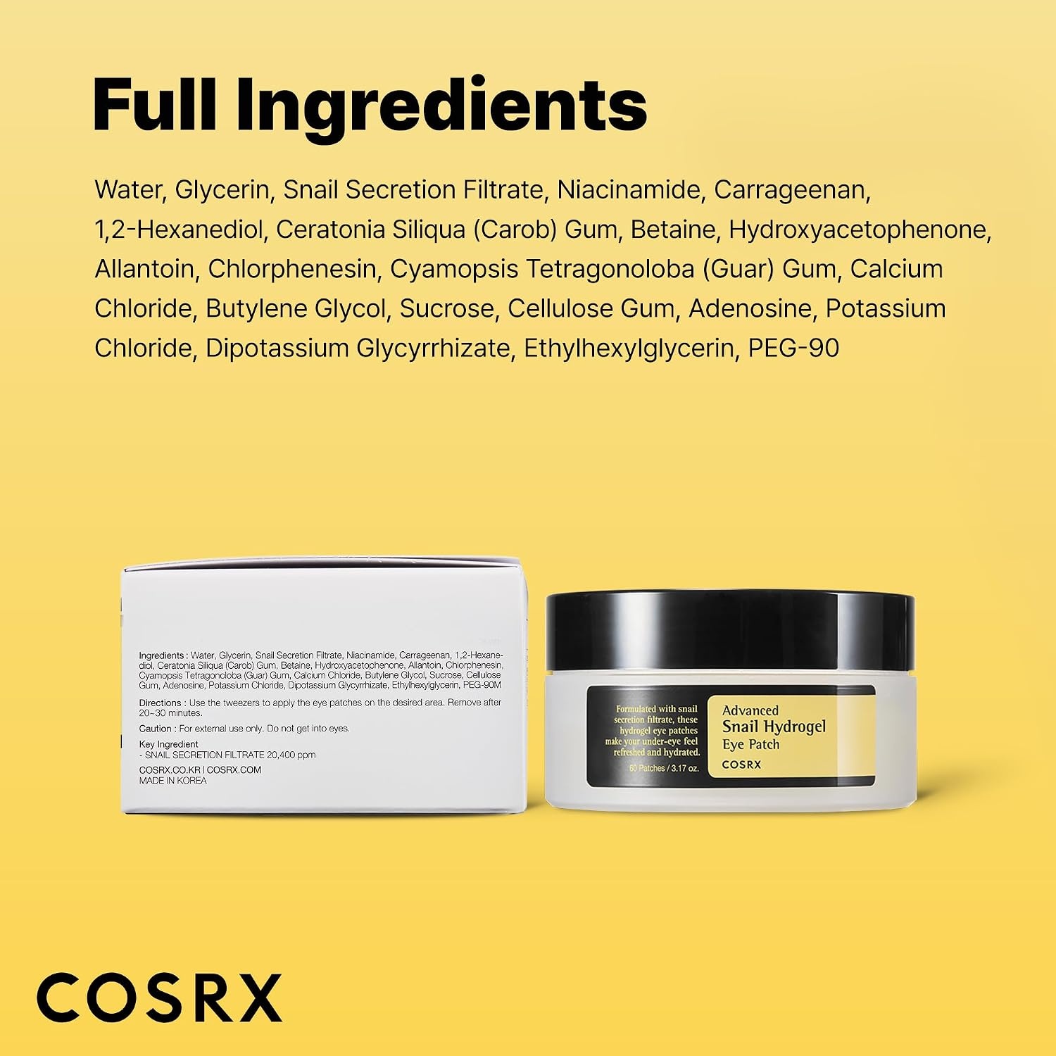 image:imageCOSRX Pink Peptides Collagen Hydrogel Eye Patch 2 Pack for Puffy Eyes Cooling amp Firming Under Eye Patches with 4Peptide amp Caffeine Depuffing Gel Eye Mask Korean Skin CareSnail Mucin Eye Patch