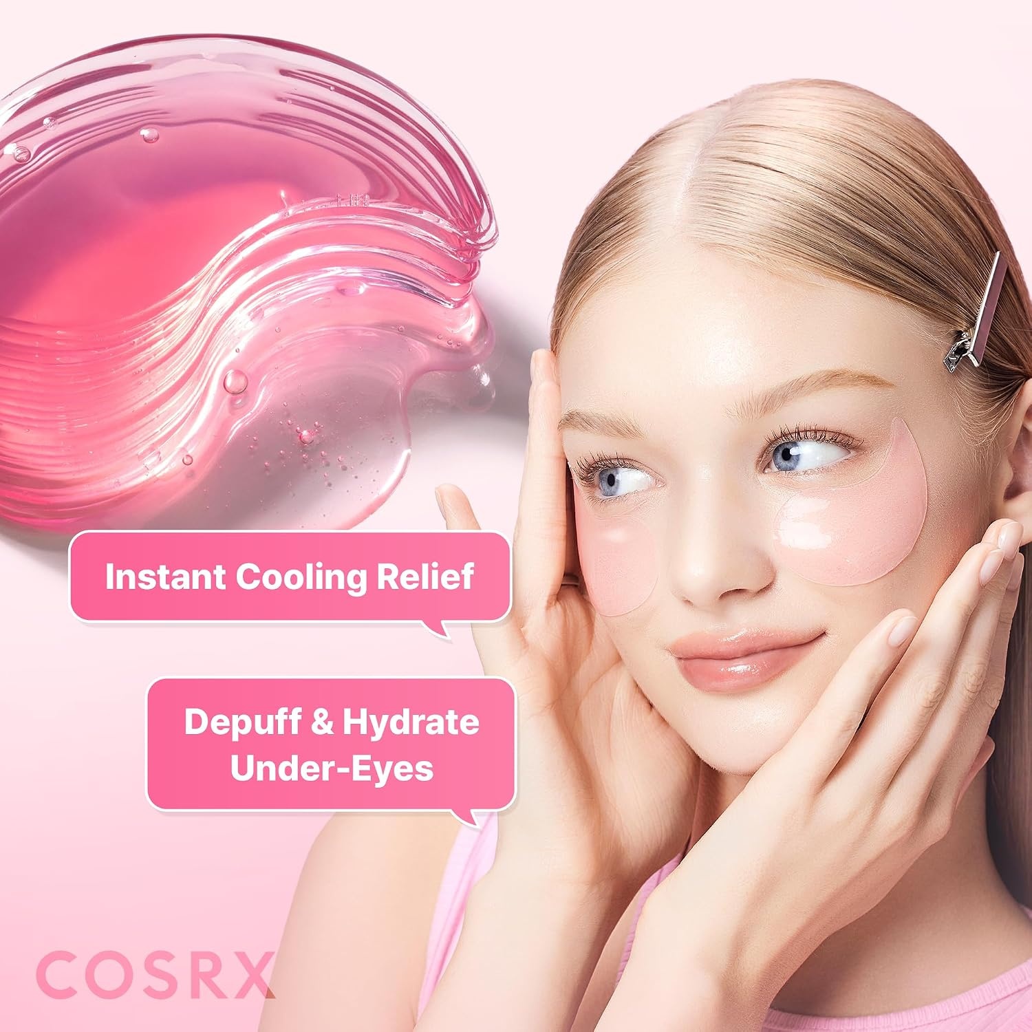 image:imageCOSRX Pink Peptides Collagen Hydrogel Eye Patch 2 Pack for Puffy Eyes Cooling amp Firming Under Eye Patches with 4Peptide amp Caffeine Depuffing Gel Eye Mask Korean Skin CarePeptide Eye Patch 1 Pack