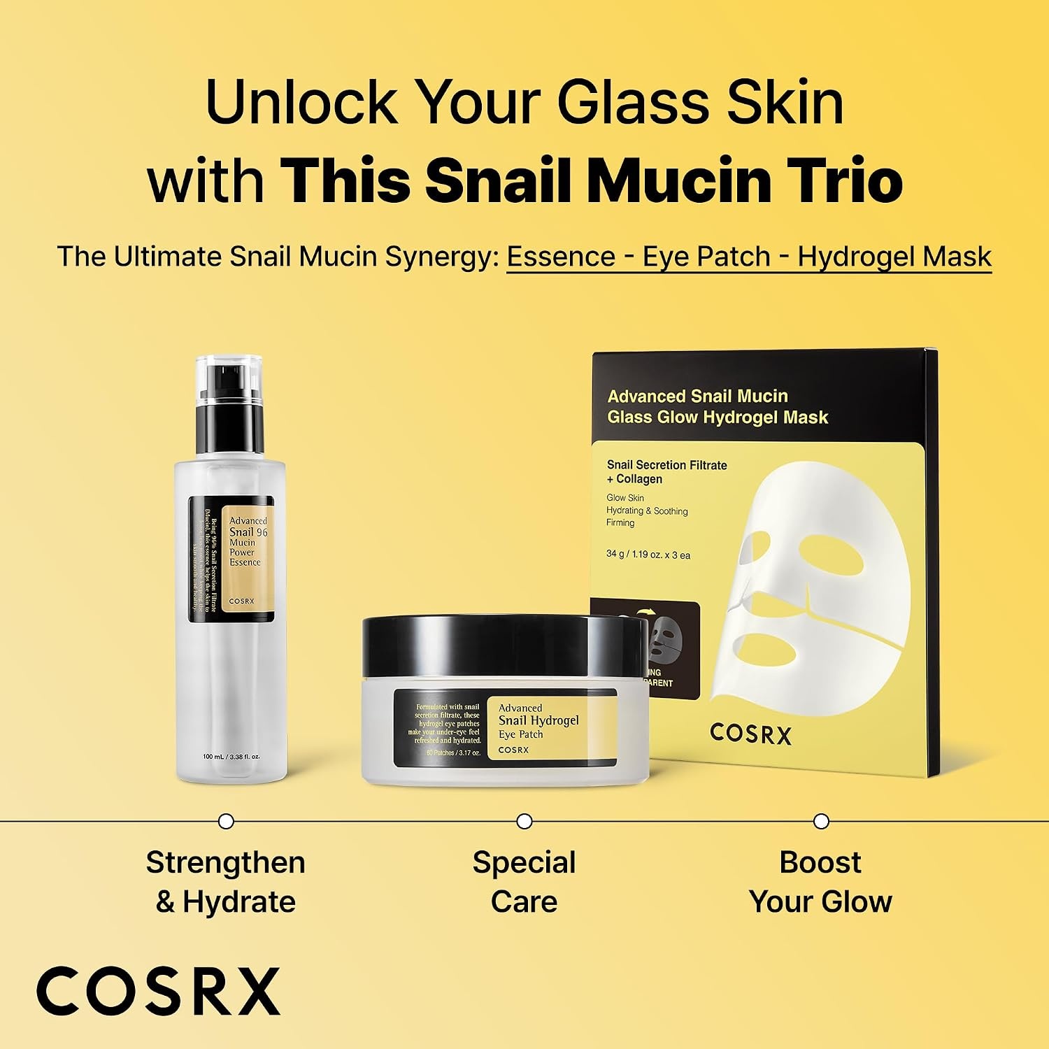 image:imageCOSRX Pink Peptides Collagen Hydrogel Eye Patch 2 Pack for Puffy Eyes Cooling amp Firming Under Eye Patches with 4Peptide amp Caffeine Depuffing Gel Eye Mask Korean Skin CareSnail Mucin Eye Patch