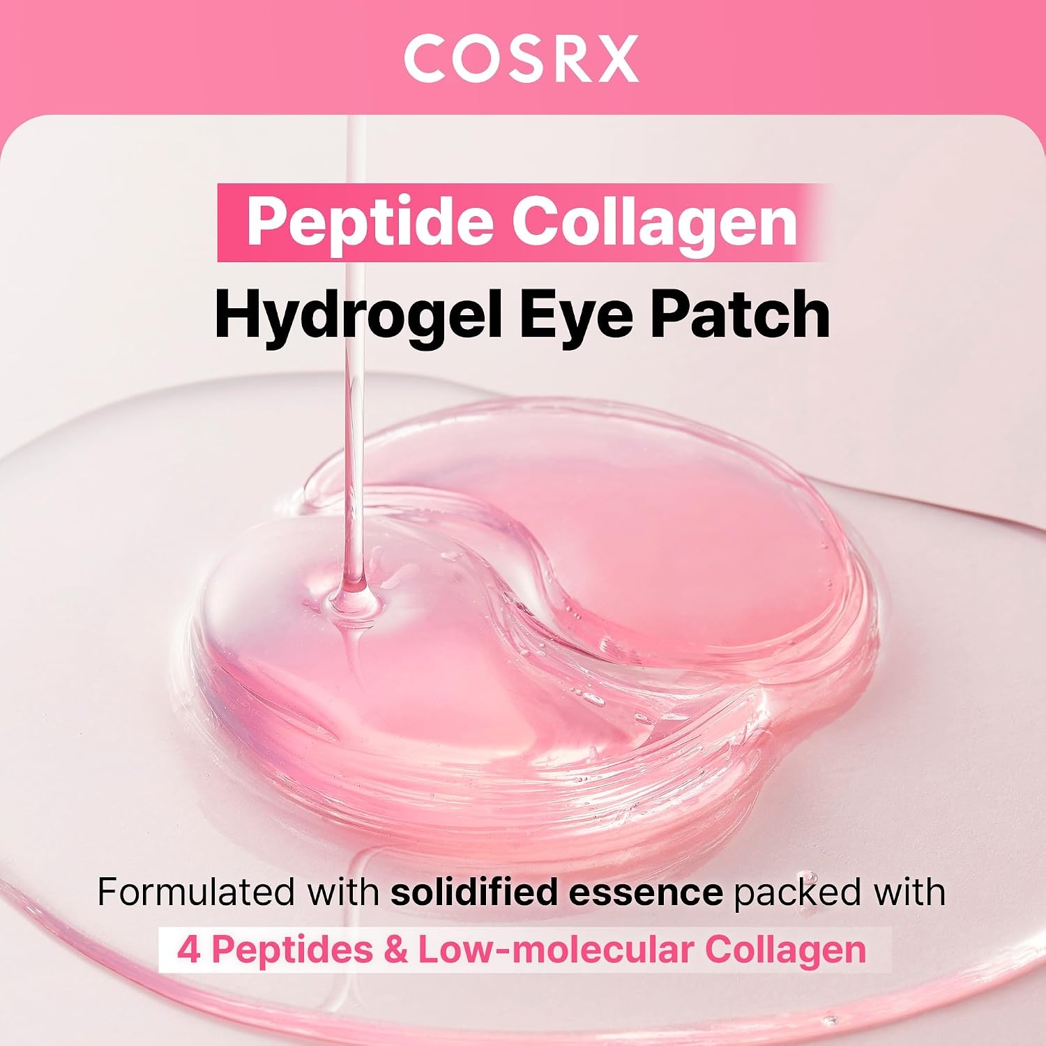 image:imageCOSRX Pink Peptides Collagen Hydrogel Eye Patch 2 Pack for Puffy Eyes Cooling amp Firming Under Eye Patches with 4Peptide amp Caffeine Depuffing Gel Eye Mask Korean Skin CarePeptide Eye Patch 1 Pack