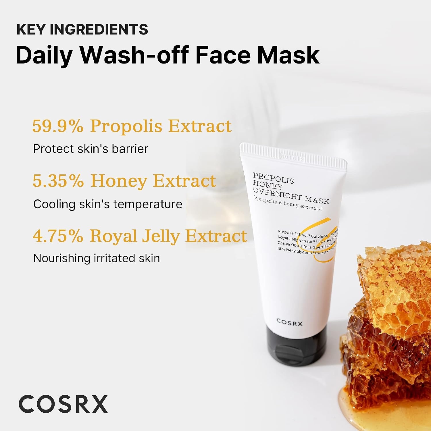 image:imageCOSRX Propolis Honey Overnight Mask Propolis Extract 87 203 floz Sleeping Mask for Glow Deep Moisture Nourishing Care for Dull Dry Skin Cruelty Free Paraben Free Korean Skin Care