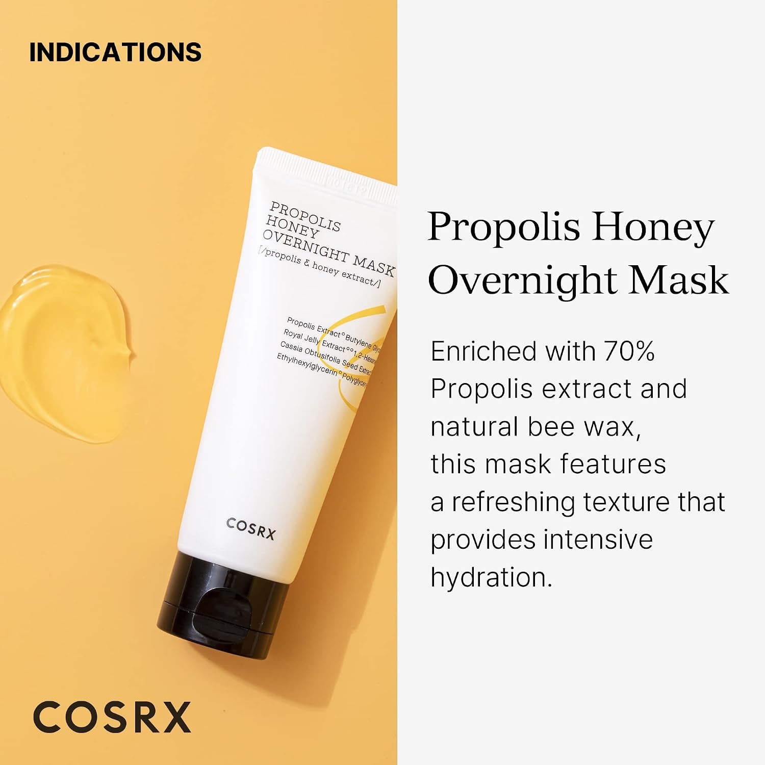 image:imageCOSRX Propolis Honey Overnight Mask Propolis Extract 87 203 floz Sleeping Mask for Glow Deep Moisture Nourishing Care for Dull Dry Skin Cruelty Free Paraben Free Korean Skin Care