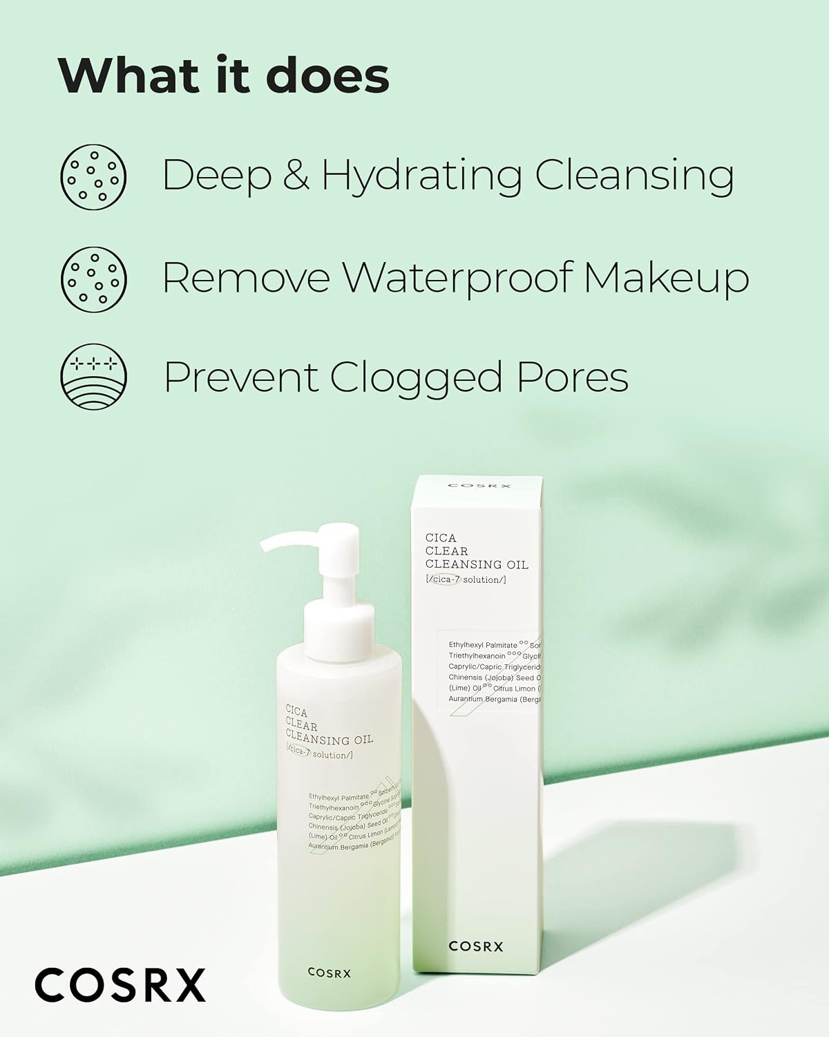 image:imageCOSRX Pure Fit CICA Cleansing Oil for Sensitive Skin 676 fl oz Light Weight Makeup Remover Purifying Centella CICA7 Complex Jojoba seed oil