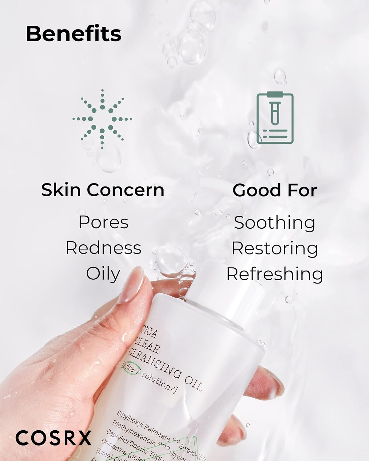 image:imageCOSRX Pure Fit CICA Cleansing Oil for Sensitive Skin 676 fl oz Light Weight Makeup Remover Purifying Centella CICA7 Complex Jojoba seed oil