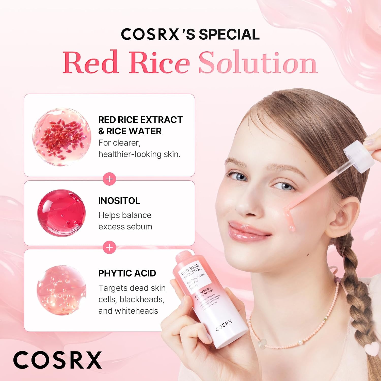 image:imageCOSRX Red Rice Pore Peel Shot Blackhead Remover AHA BHA PHA 27 fl oz 94 Dead Skin Cell Reduction Gentle Face Exfoliator with Rice Extract Inositol Pore Minimizer Korean Skin Care