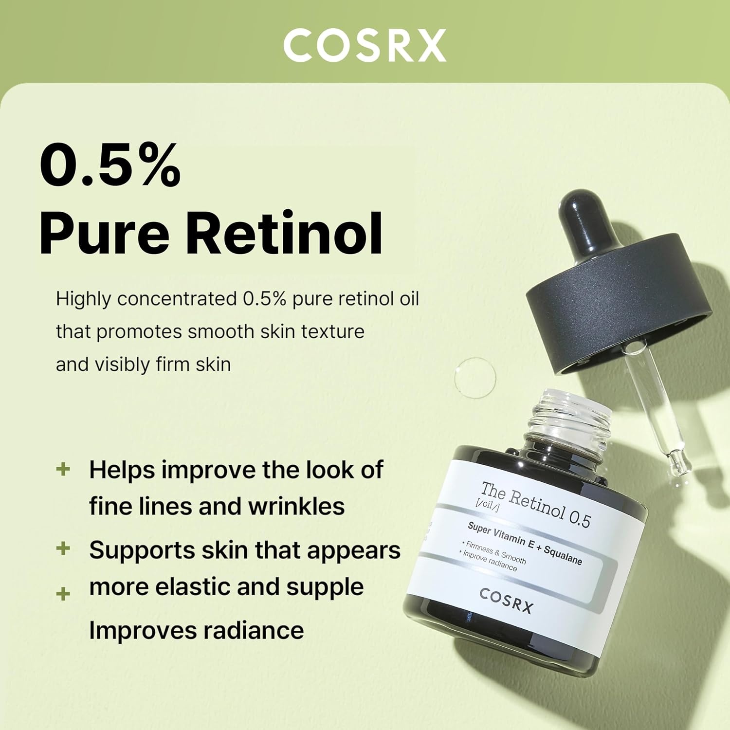 image:imageCOSRX Retinol 05 Oil AntiAging Serum Fine Lines amp Firmness067 floz Retinoid Treatment to Firm Skin Reduce Wrinkles Fine Lines Signs of Aging Gentle Daily Korean Skin Care