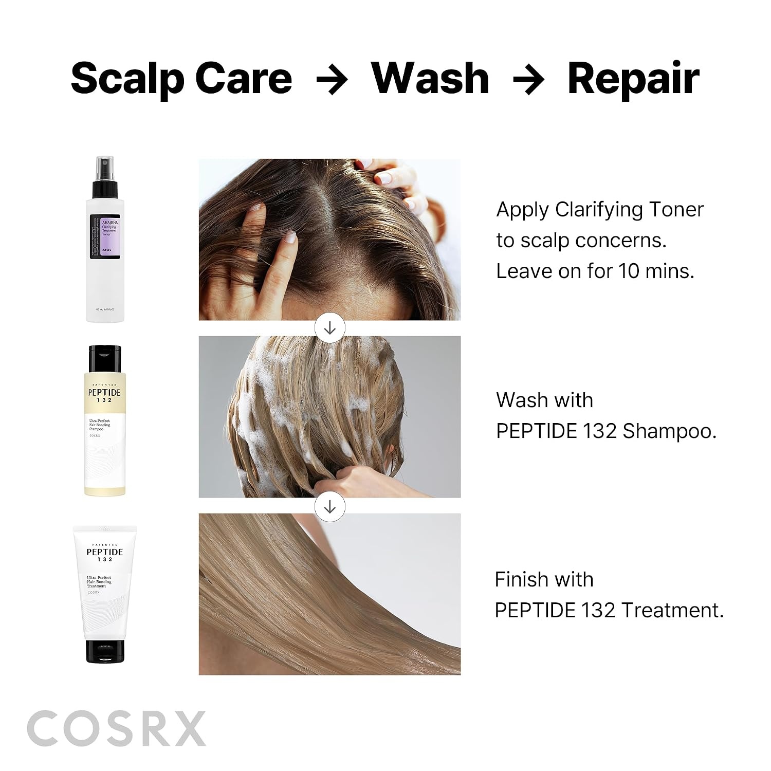 image:imageCOSRX Scalp amp Hair Balance Care Set AHA BHA Clarifying Toner Bonding Shampoo Bonding Treatment