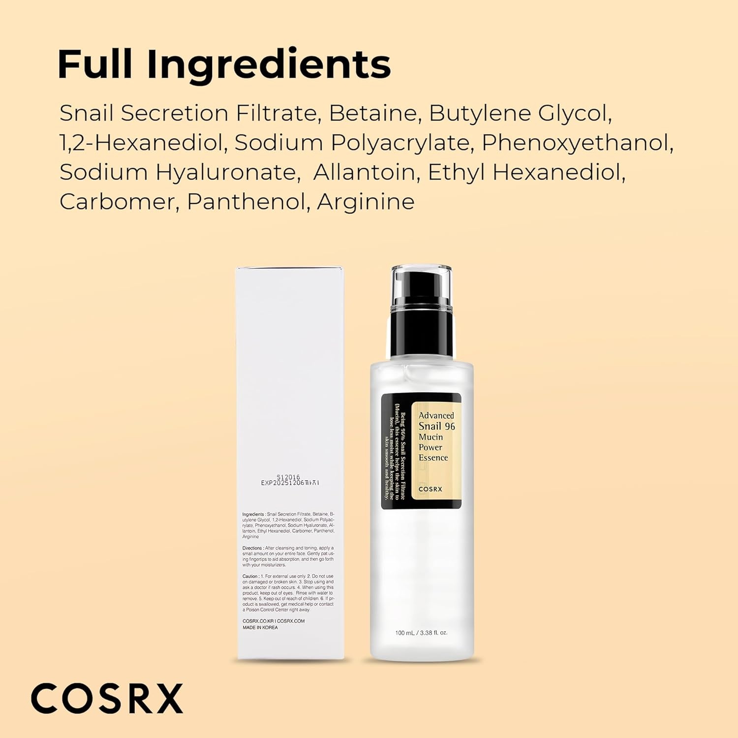 image:imageCOSRX Snail Mucin 96 Repairing Serum for Sooothing amp Hydrating 338 oz Snail Secretion Filtrate for Dull Skin amp Fine Lines Korean Skin Care100 mL338 Fl Oz Pack of 1