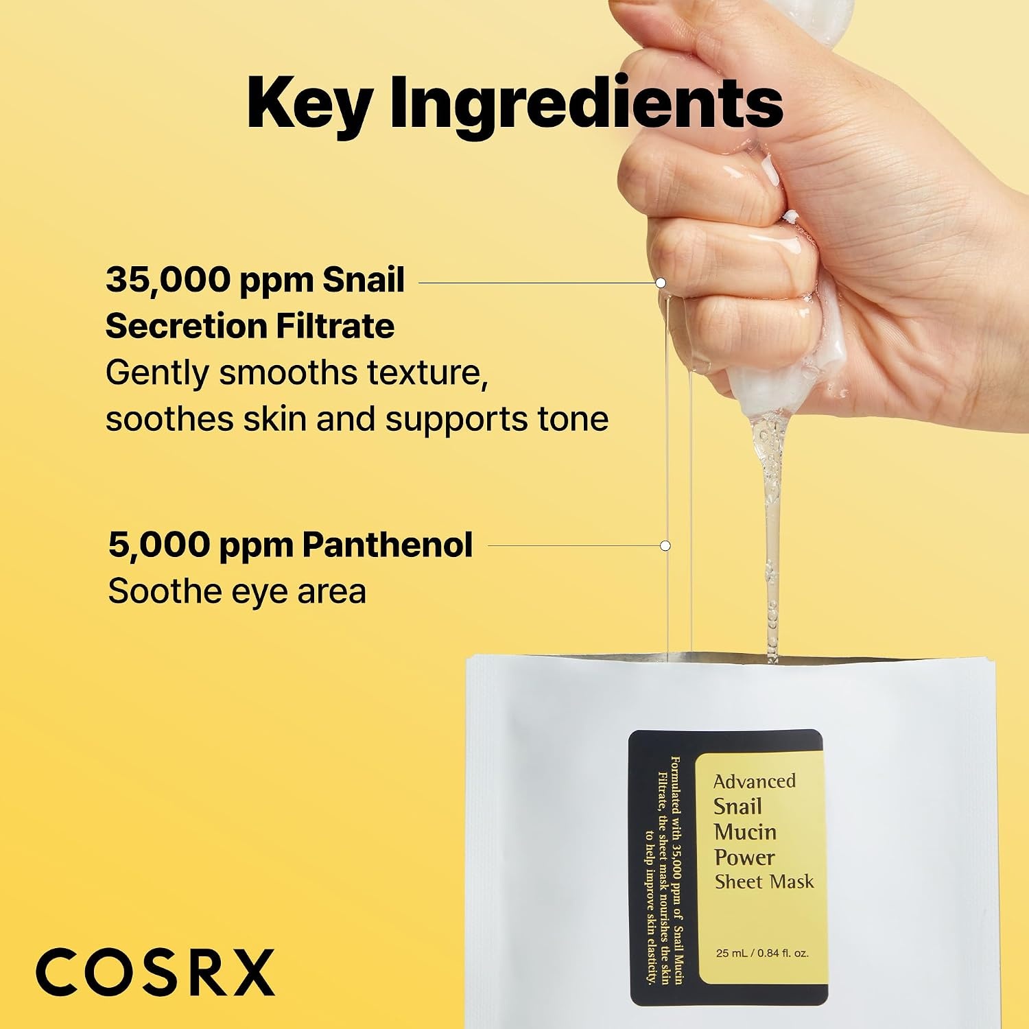 image:imageCOSRX Snail Mucin Sheet Mask 10 EA with Snail Mucin Serum Hydrating Face Sheet Masks for Dry amp Sensitive Skin Korean Face Mask for Self Care Korean Skin Care10 EA 1 Pack