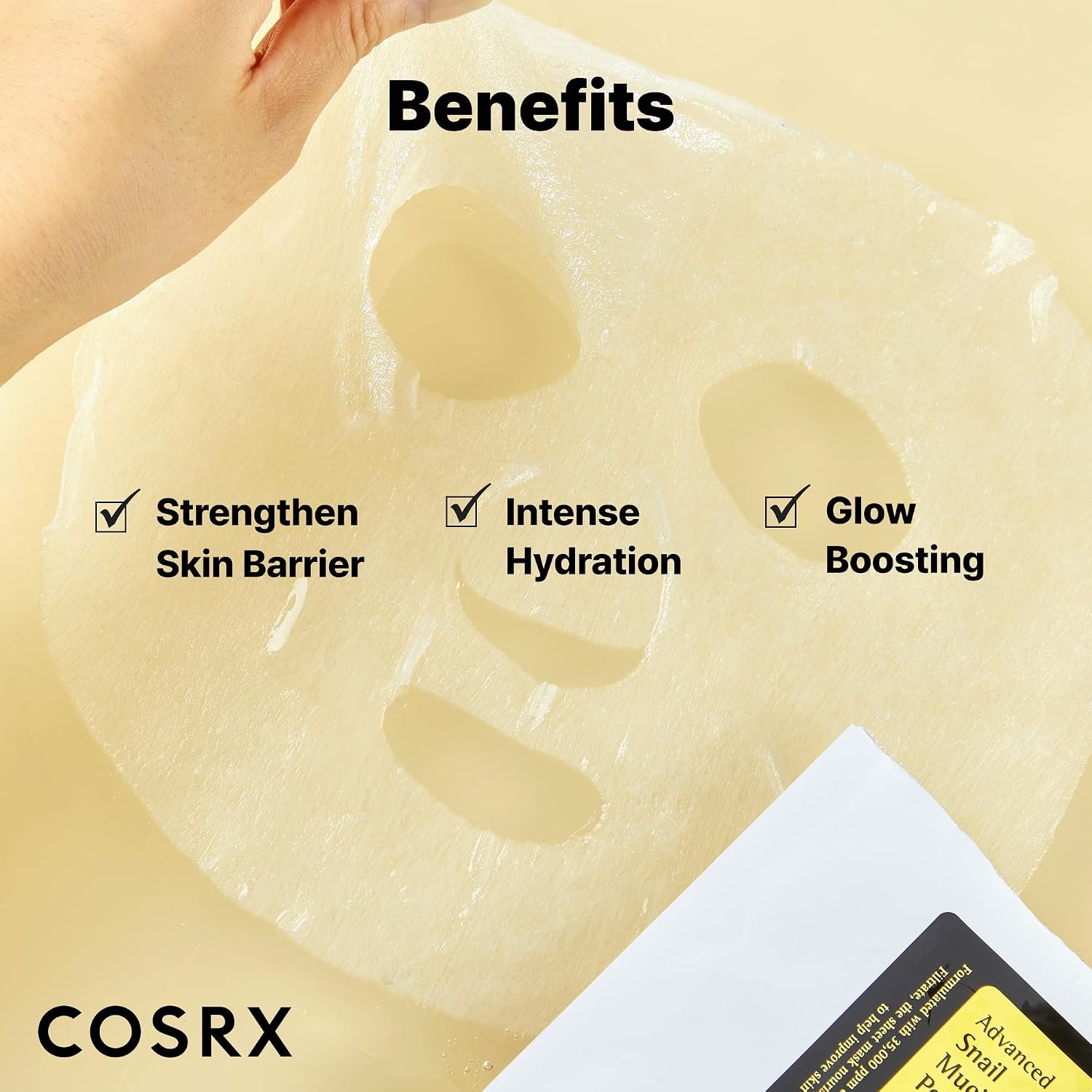 image:imageCOSRX Snail Mucin Sheet Mask 10 EA with Snail Mucin Serum Hydrating Face Sheet Masks for Dry amp Sensitive Skin Korean Face Mask for Self Care Korean Skin Care10 EA 1 Pack