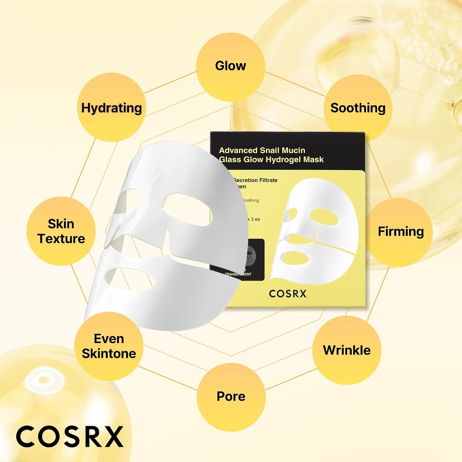 image:imageCOSRX Snail Mucin Sheet Mask 10EA Hydrogel Collagen Mask 3EA Self Care Stocking Stuffers Travel Essentials Gifts for Women Face Masks for Dry Skin Korean Skin Care
