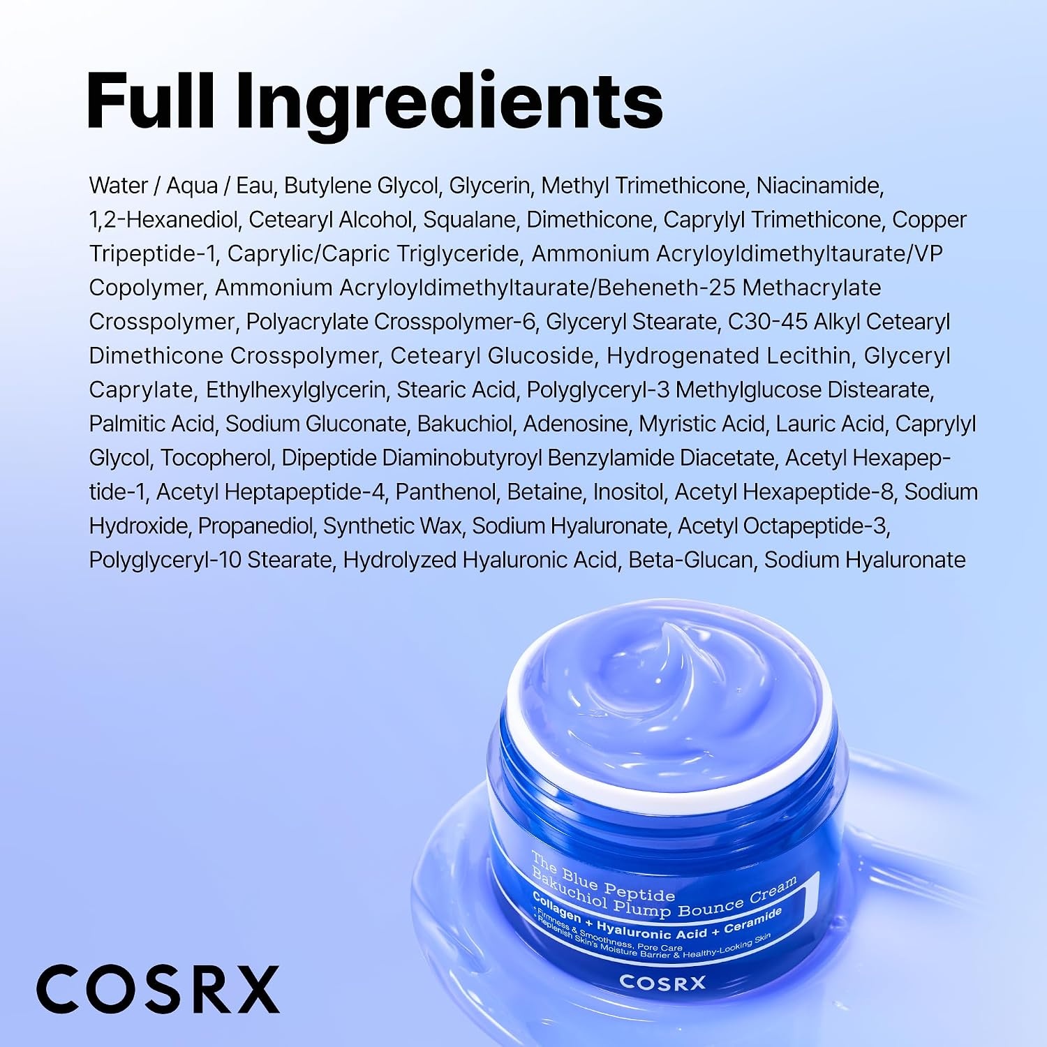 image:imageCOSRX The Blue Copper Peptide Bakuchiol Cream Korean AntiAging 176 oz GHKCu 5 Multi Peptide with Collagen Lightweight Cream for Face amp Body Plumping Hydration and Elasticity Korean Skin Care